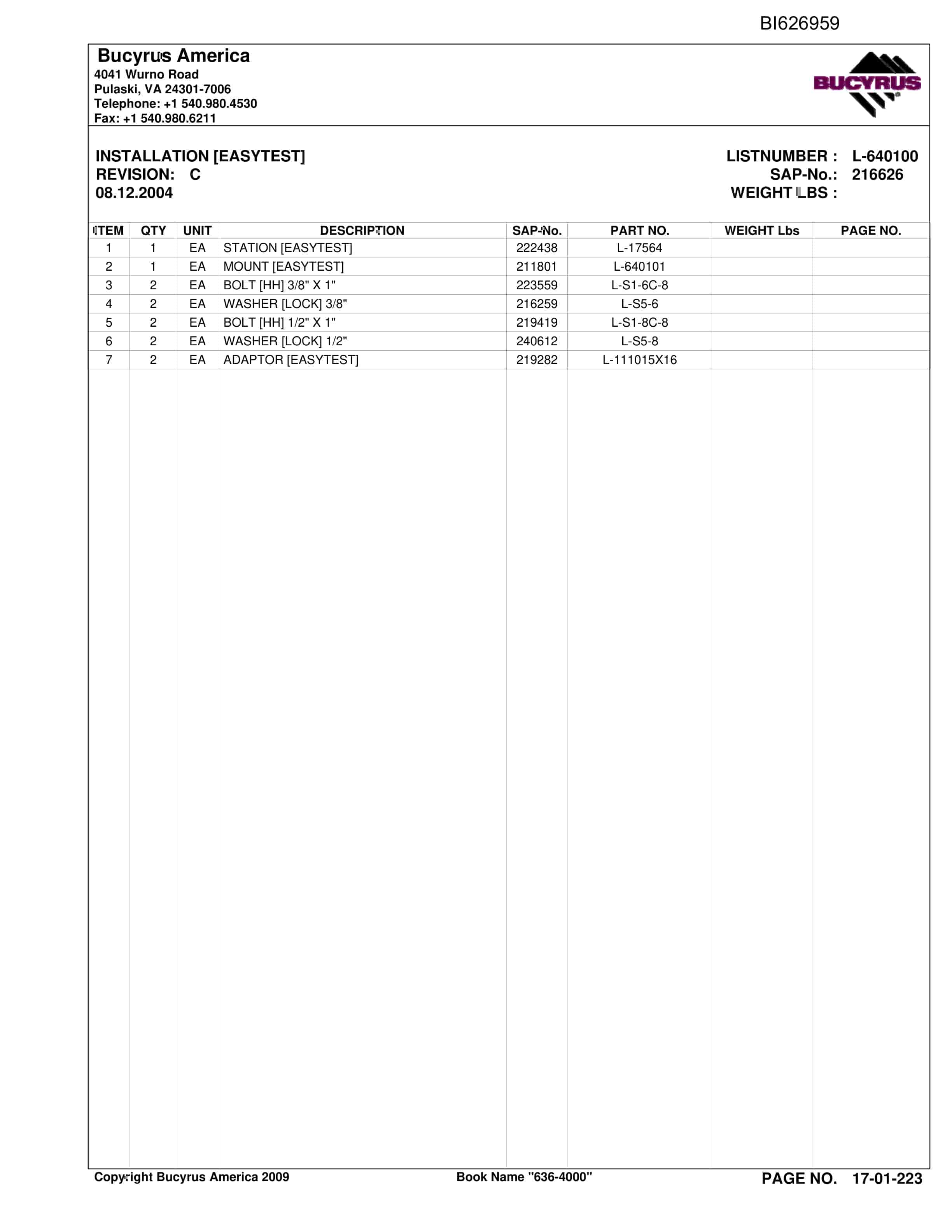 Caterpillar 636-4000 Versatrac Parts Manual BI626959-5