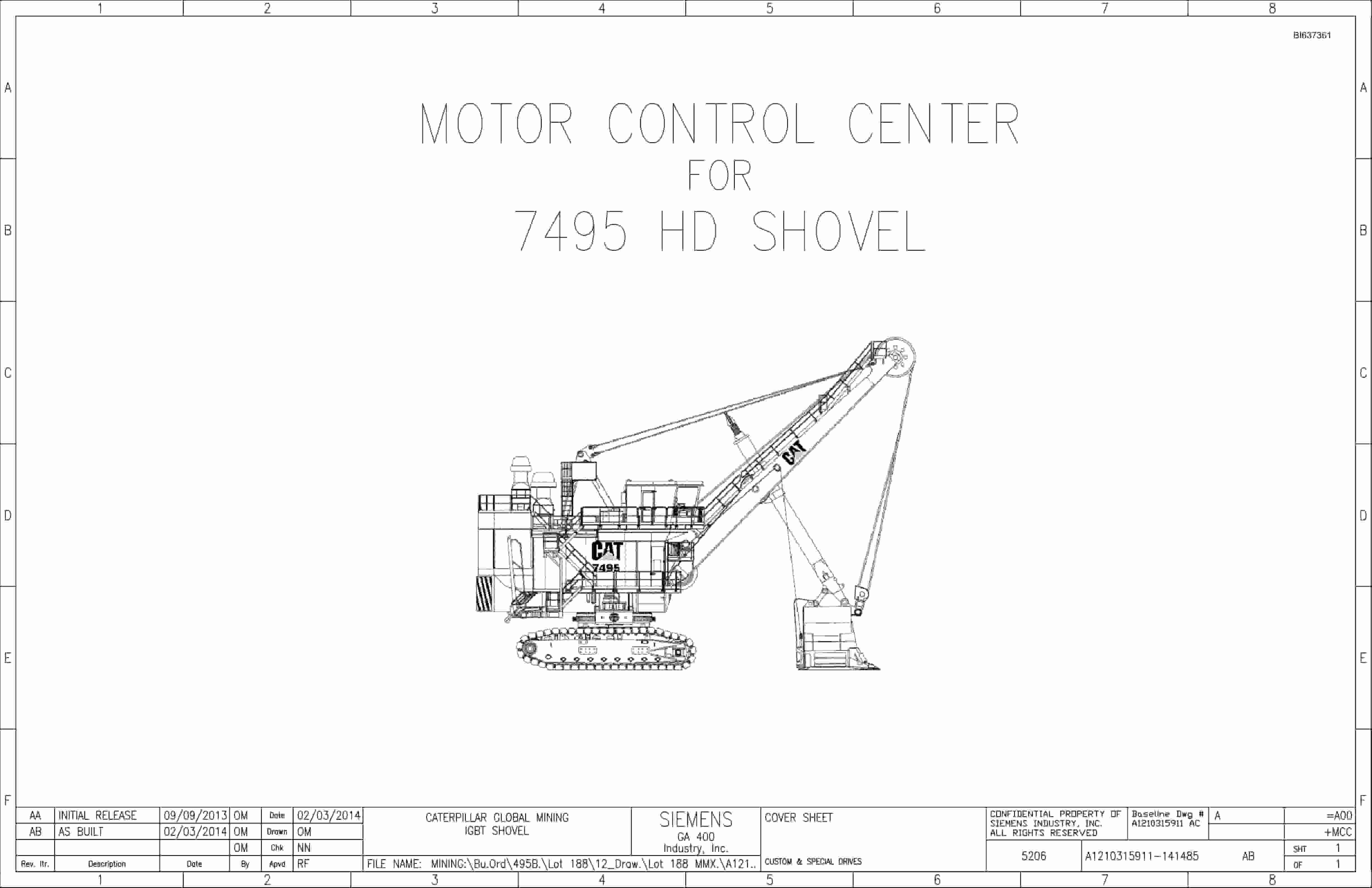 Caterpillar 7495 HD Shovel Motor Control Center Wiring Diagrams BI637361 1 Caterpillar 7495 HD Shovel Motor Control Center Wiring Diagrams BI637361