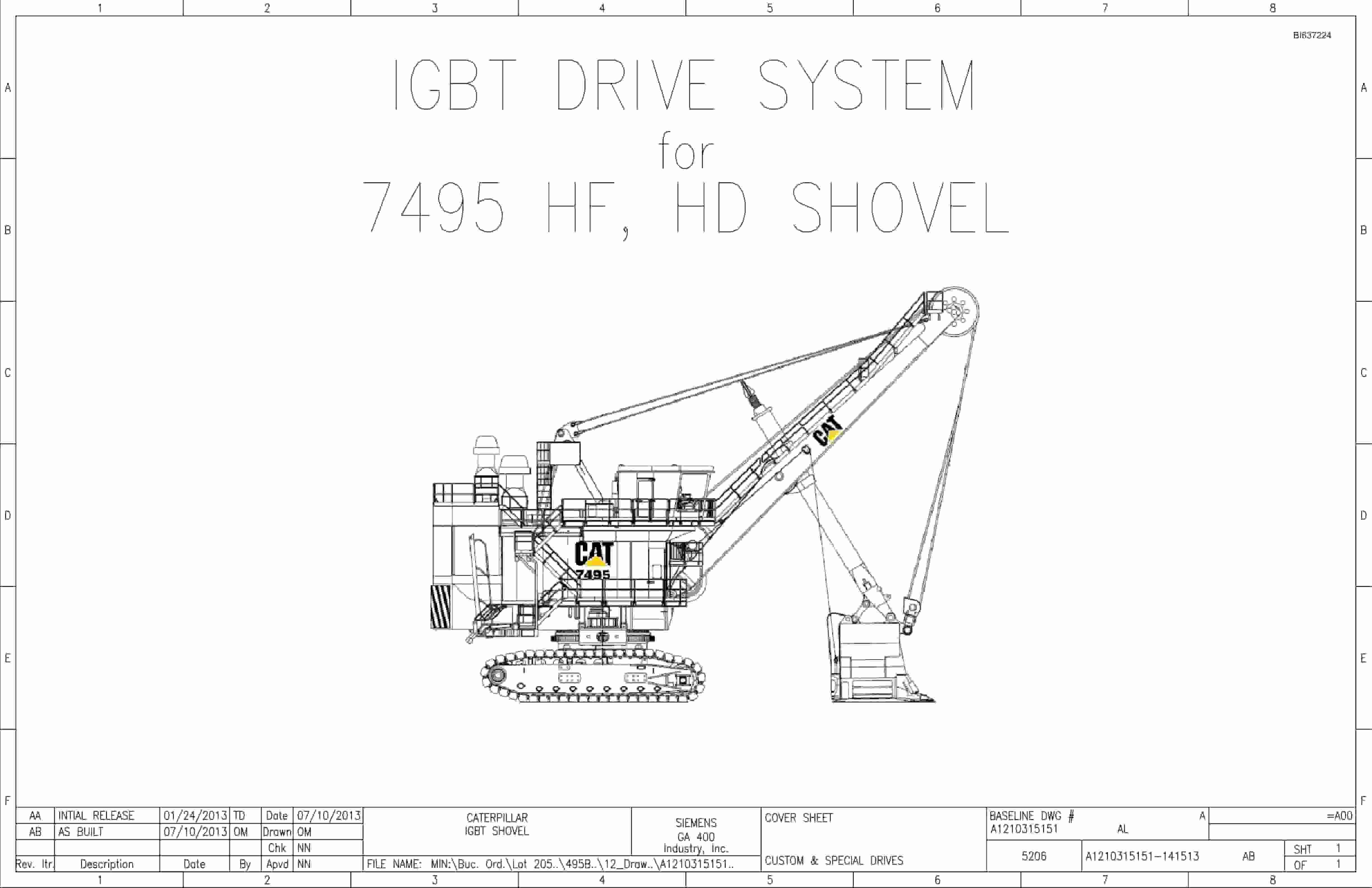 Caterpillar 7495 HF, HD Shovel IGBT Drive System Wiring Diagrams BI637224 1 Caterpillar 7495 HF, HD Shovel IGBT Drive System Wiring Diagrams BI637224