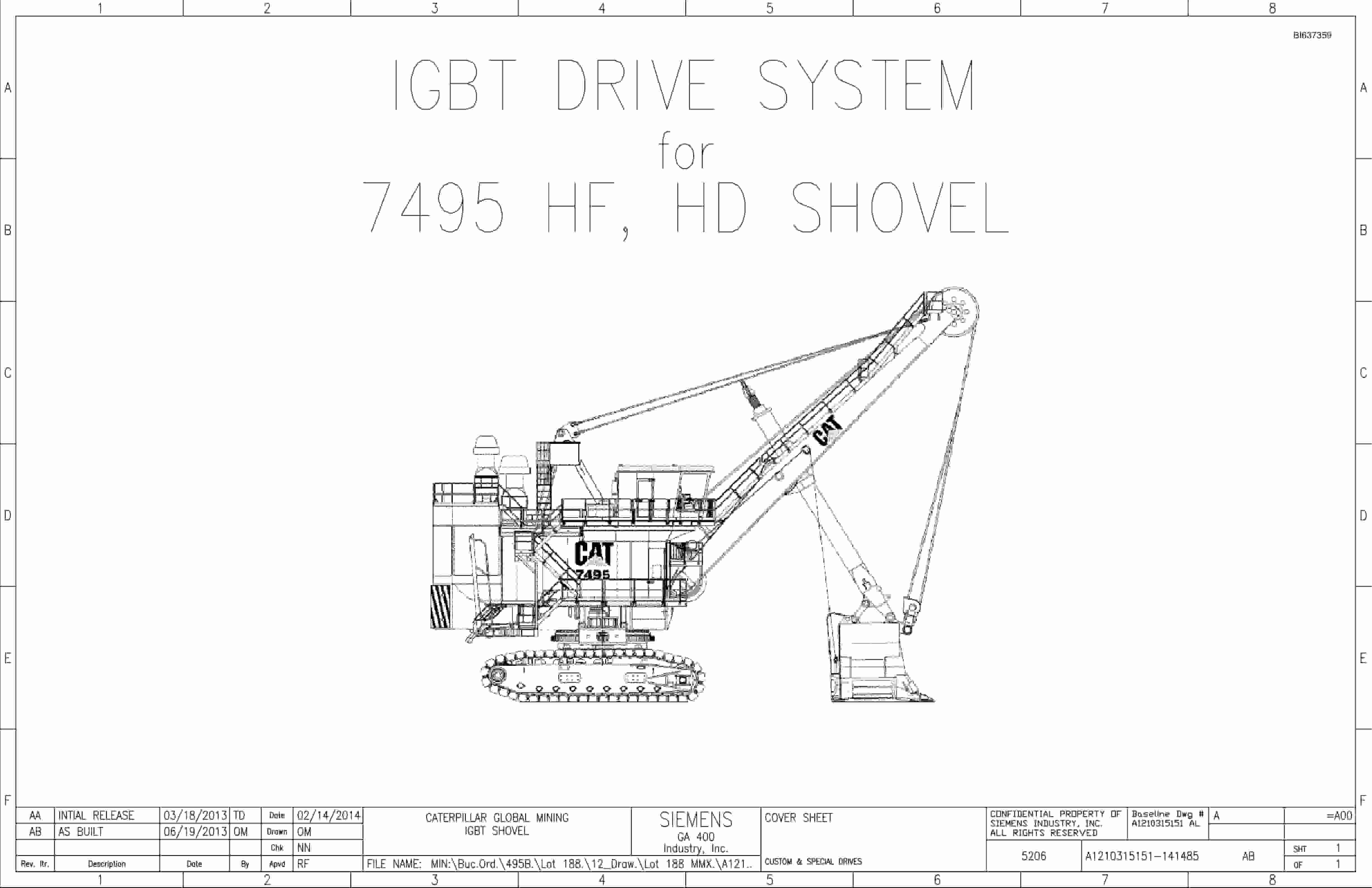 Caterpillar 7495 HF, HD Shovel IGBT Drive System Wiring Diagrams BI637359 1 Caterpillar 7495 HF, HD Shovel IGBT Drive System Wiring Diagrams BI637359