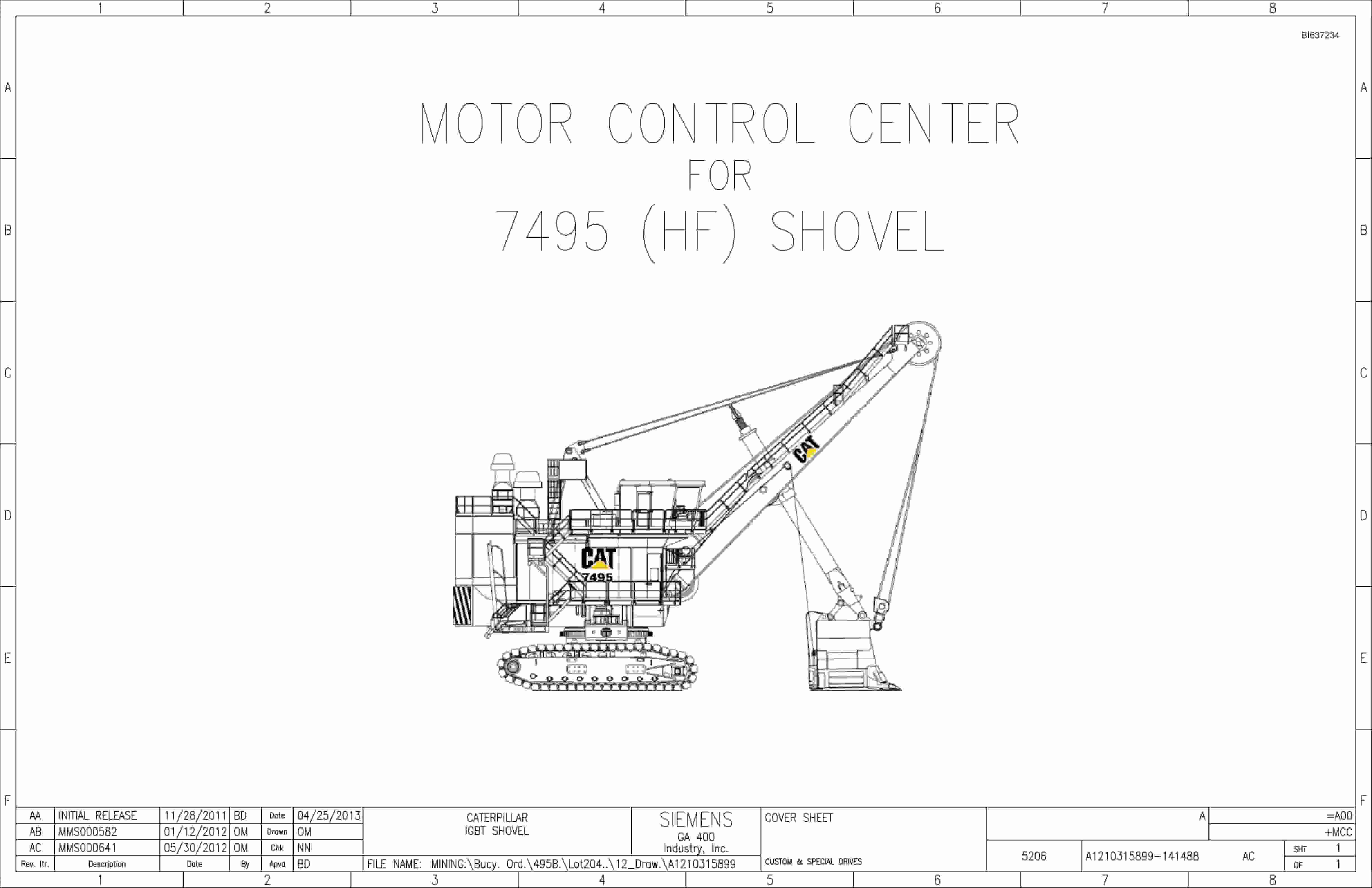 Caterpillar 7495 (HF) Shovel Motor Control Center Wiring Diagrams BI637234 1 Caterpillar 7495 (HF) Shovel Motor Control Center Wiring Diagrams BI637234