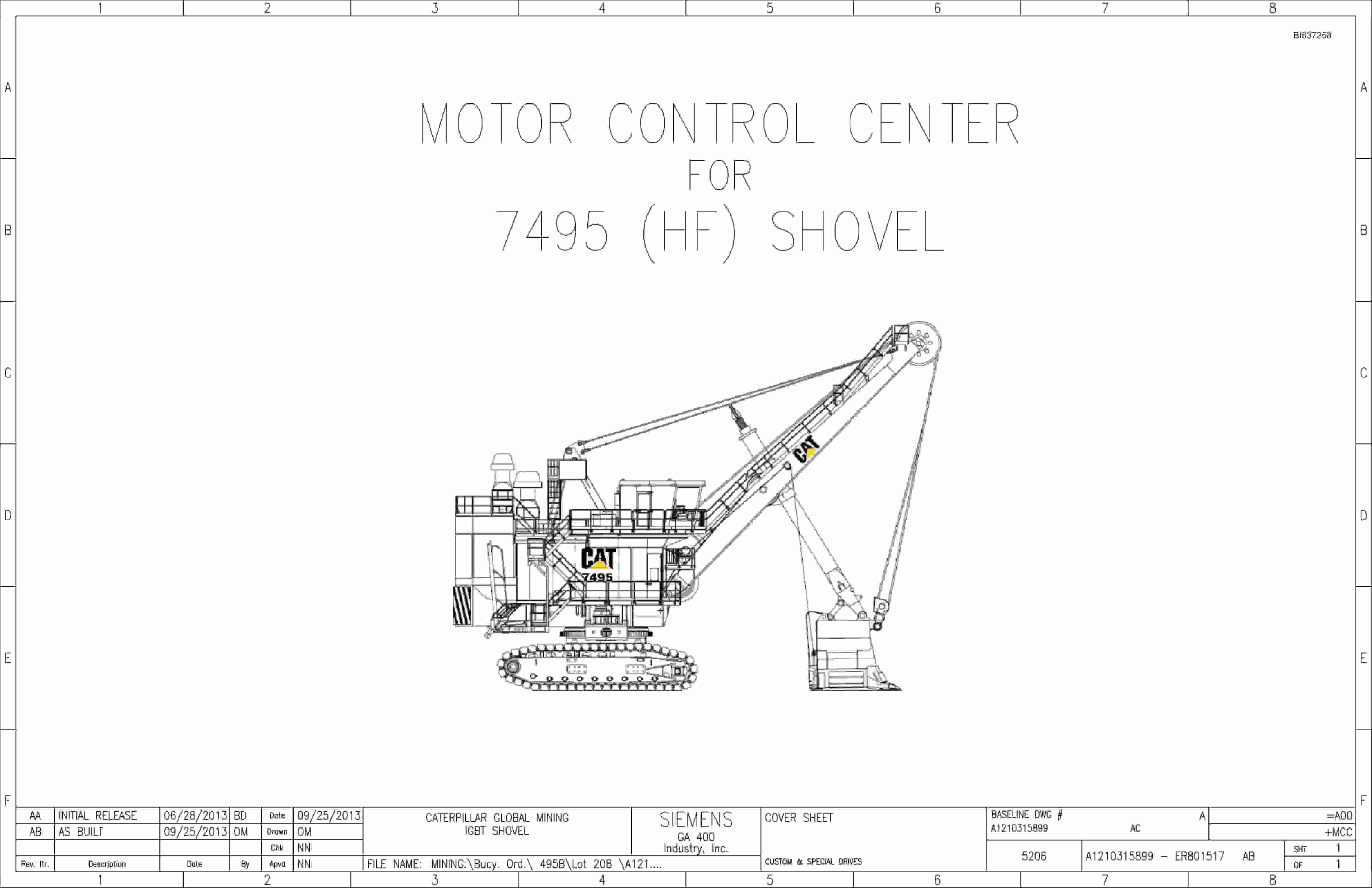 Caterpillar 7495 (HF) Shovel Motor Control Center Wiring Diagrams BI637258 1 Caterpillar 7495 (HF) Shovel Motor Control Center Wiring Diagrams BI637258