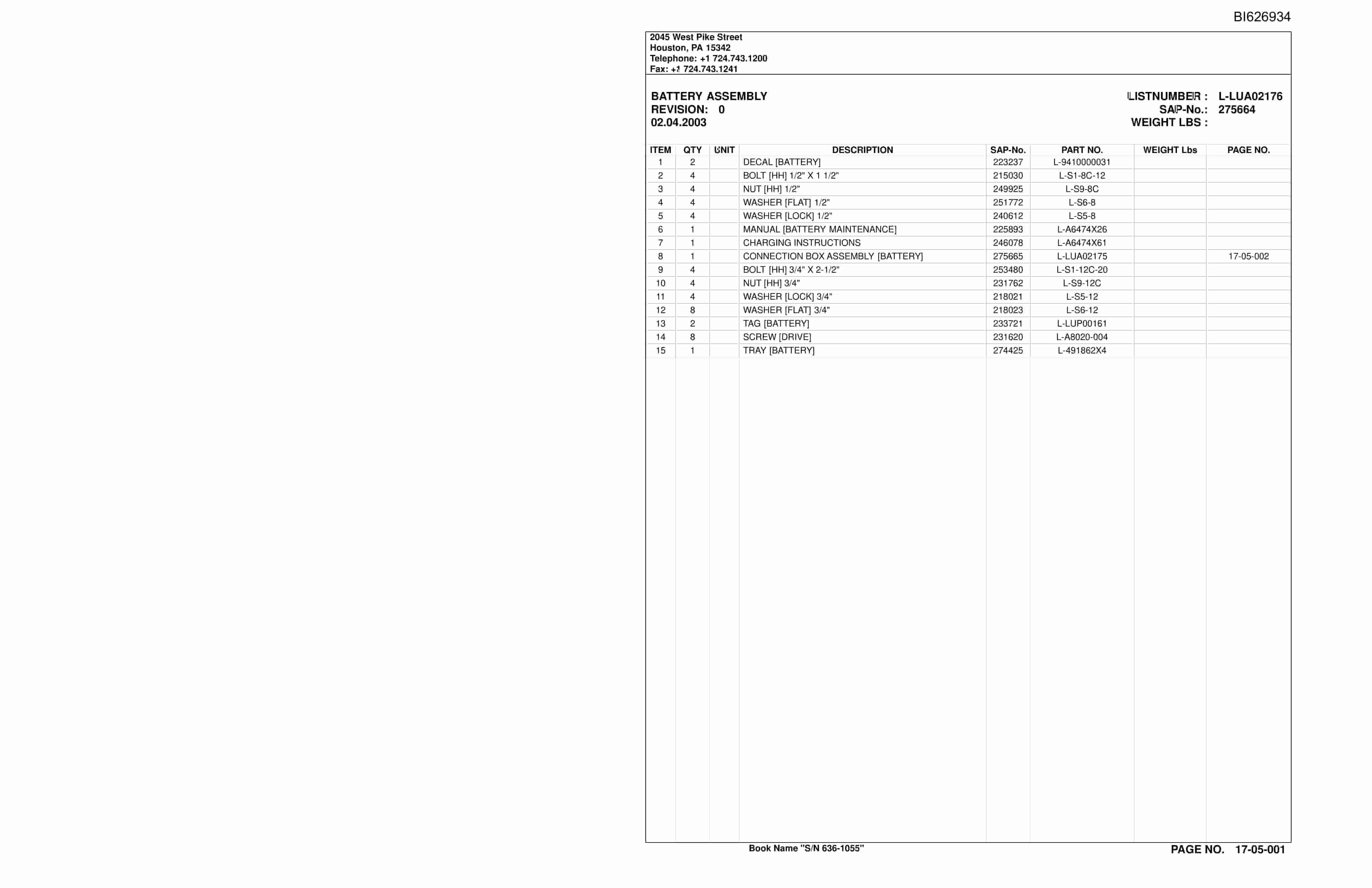 Caterpillar 92885 Shenhua International Parts Manual BI626934-4
