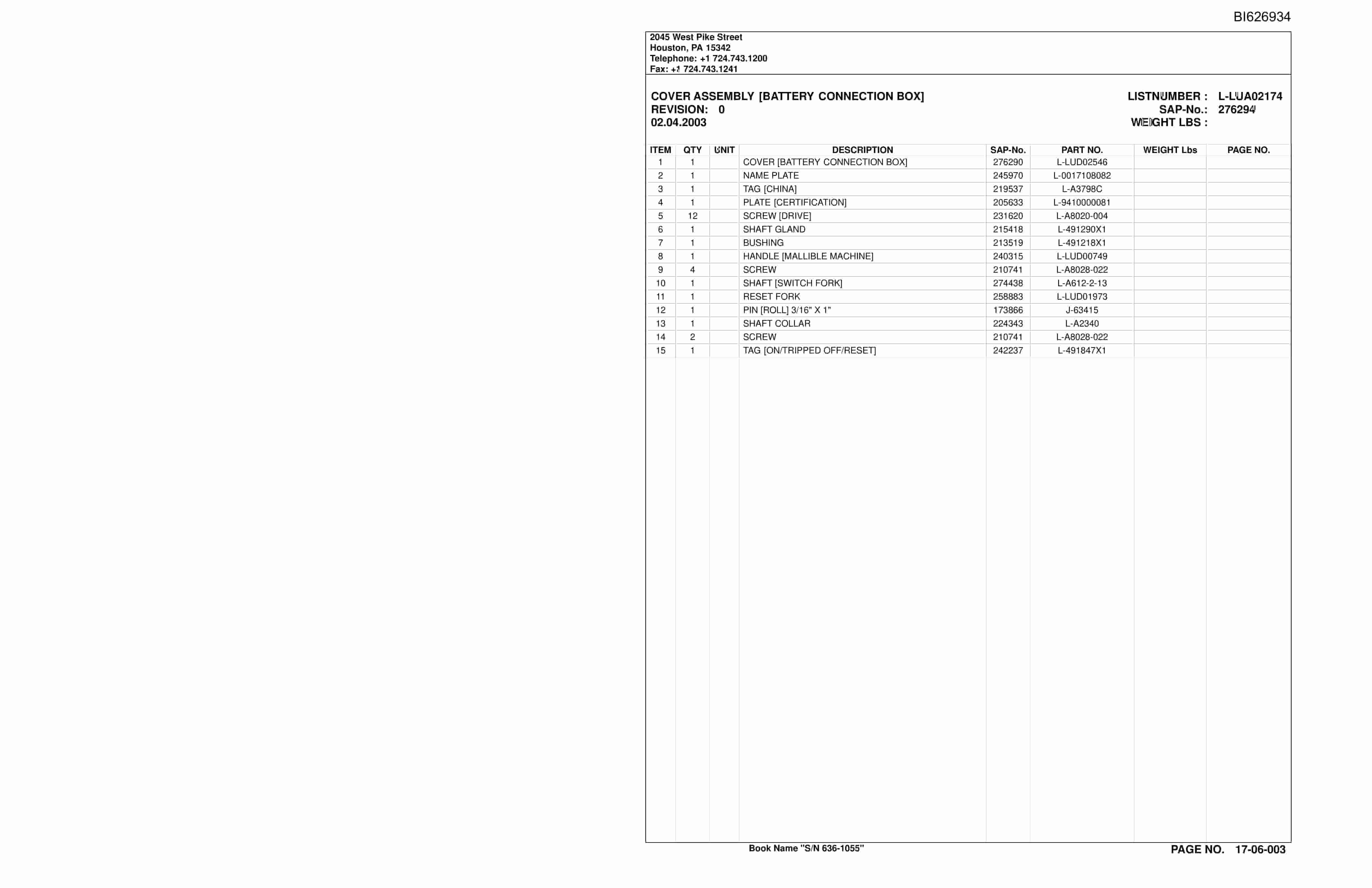 Caterpillar 92885 Shenhua International Parts Manual BI626934-5