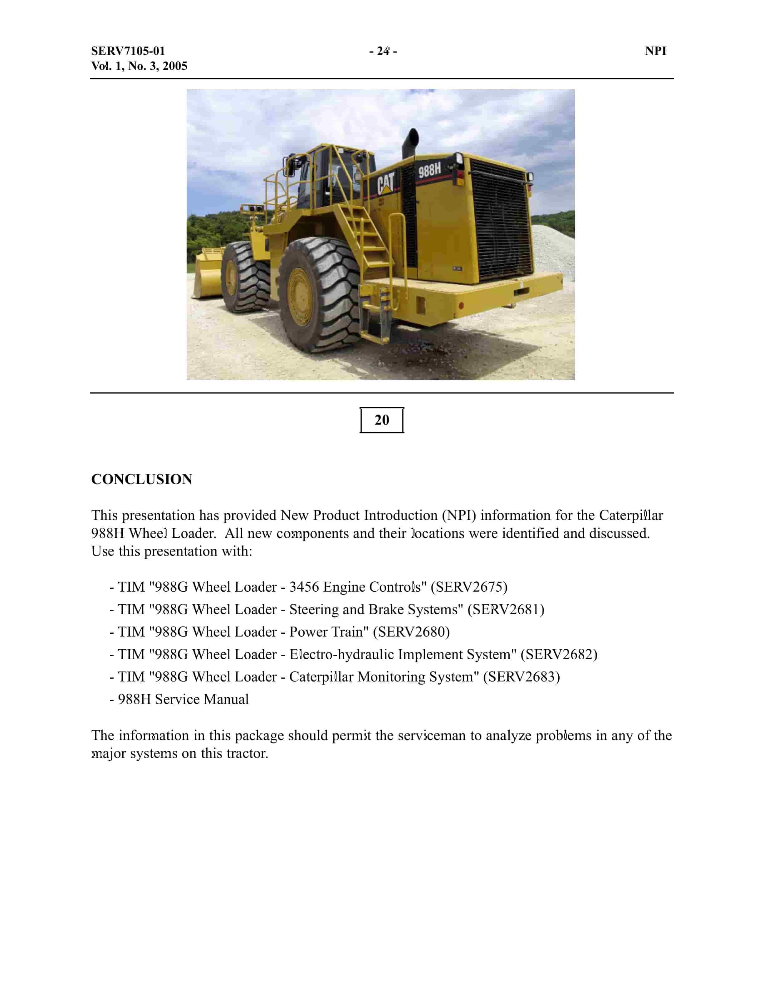 Caterpillar 988H Wheel Loader Service Training SERV7105-01-4