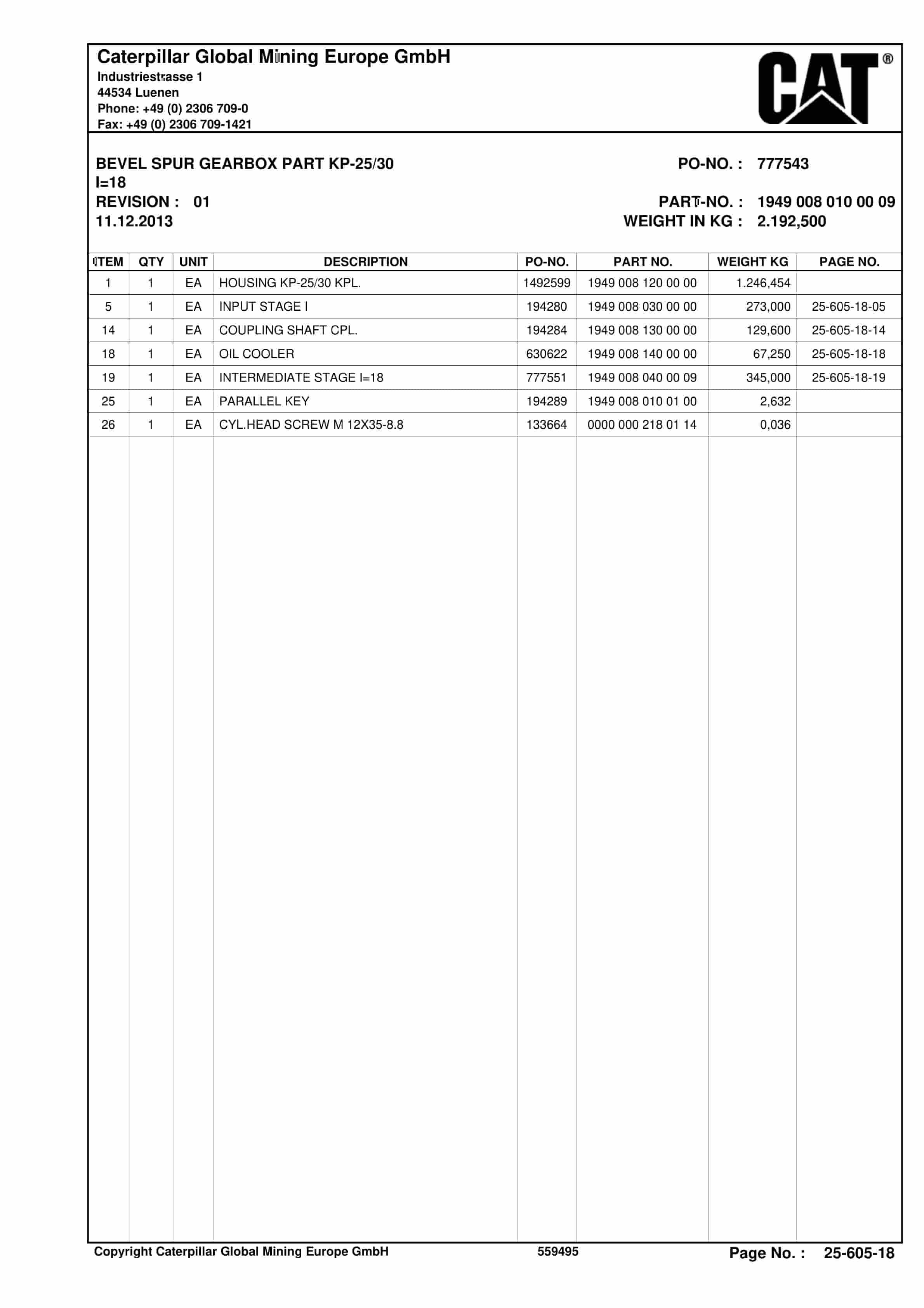 Caterpillar AFC, BSL Parts Manual BI628678-4