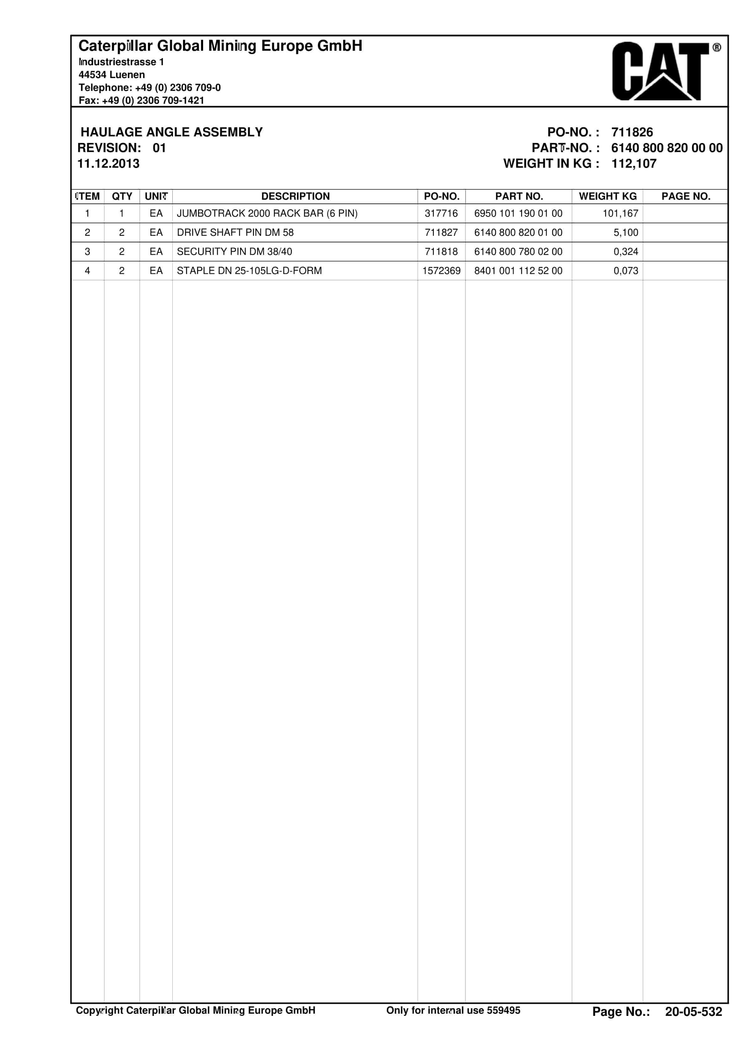 Caterpillar AFC, BSL Parts Manual BI628679-3