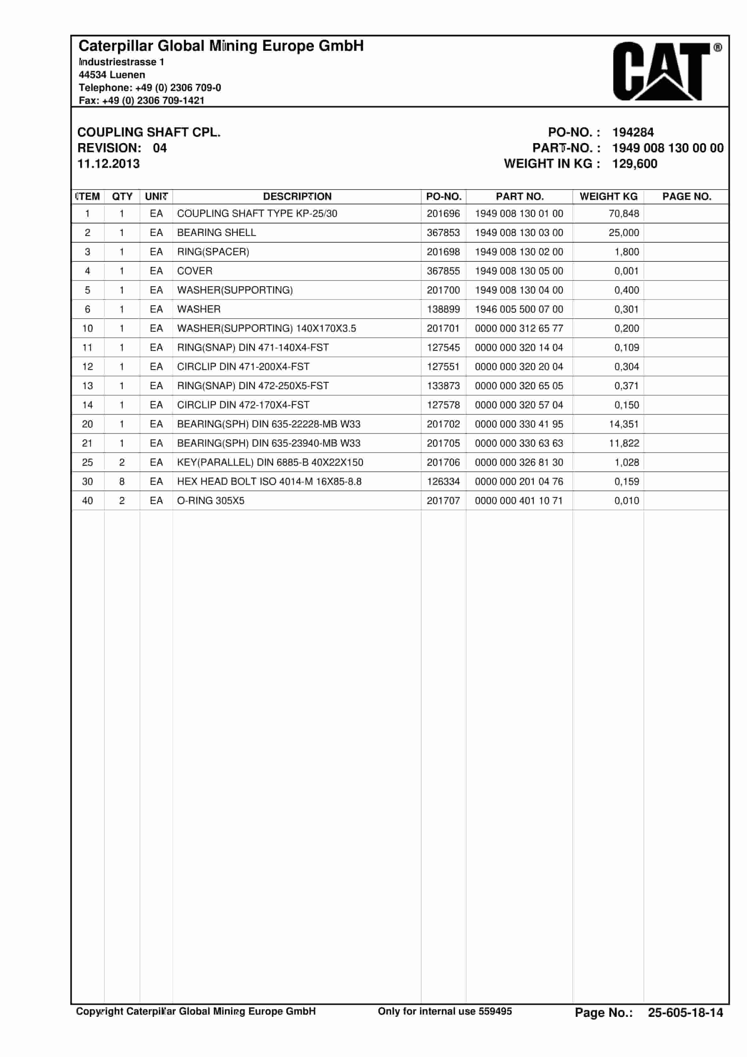 Caterpillar AFC, BSL Parts Manual BI628679-4