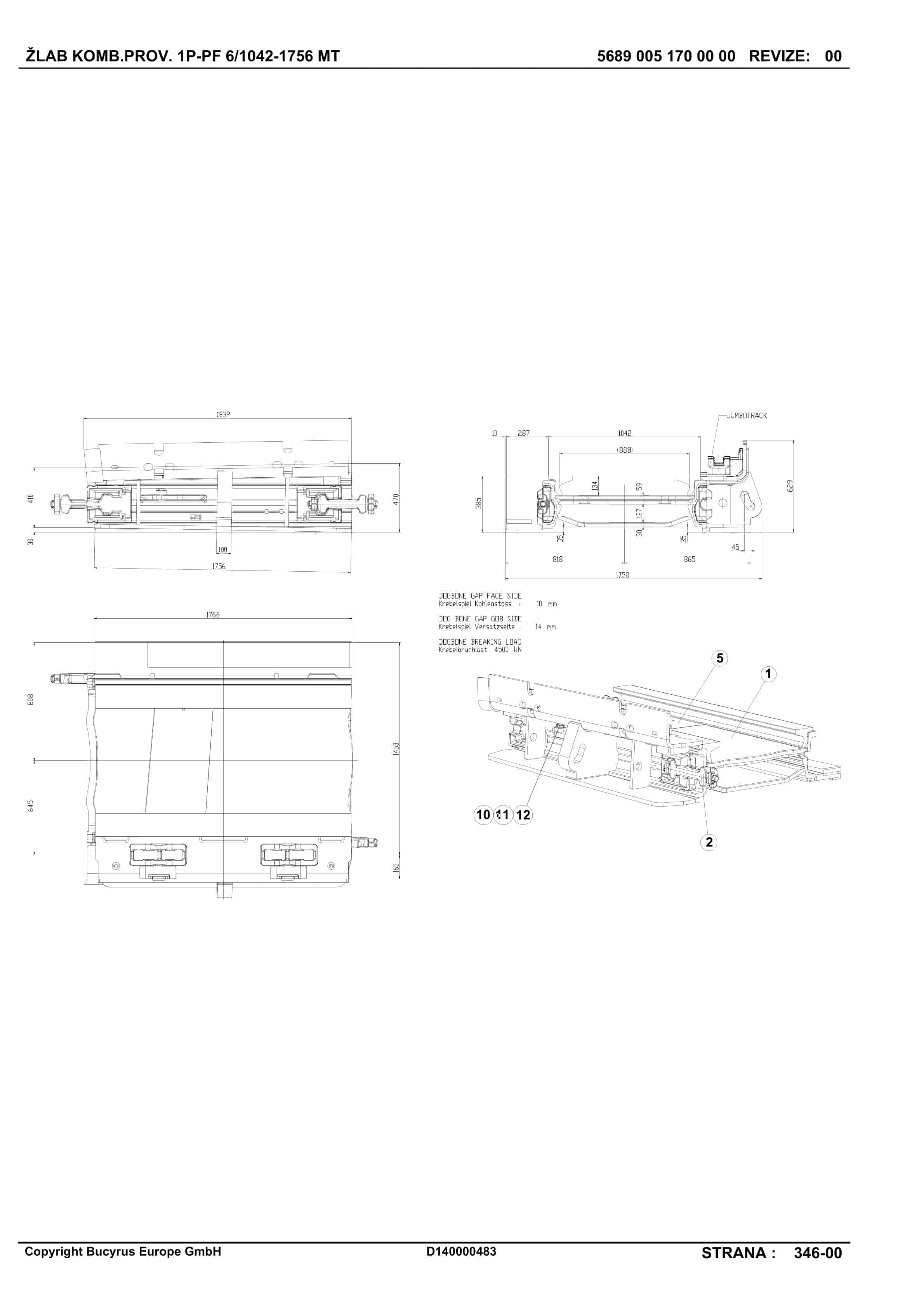Caterpillar AFC, BSL, Roof Support Parts Manual BI628488-5