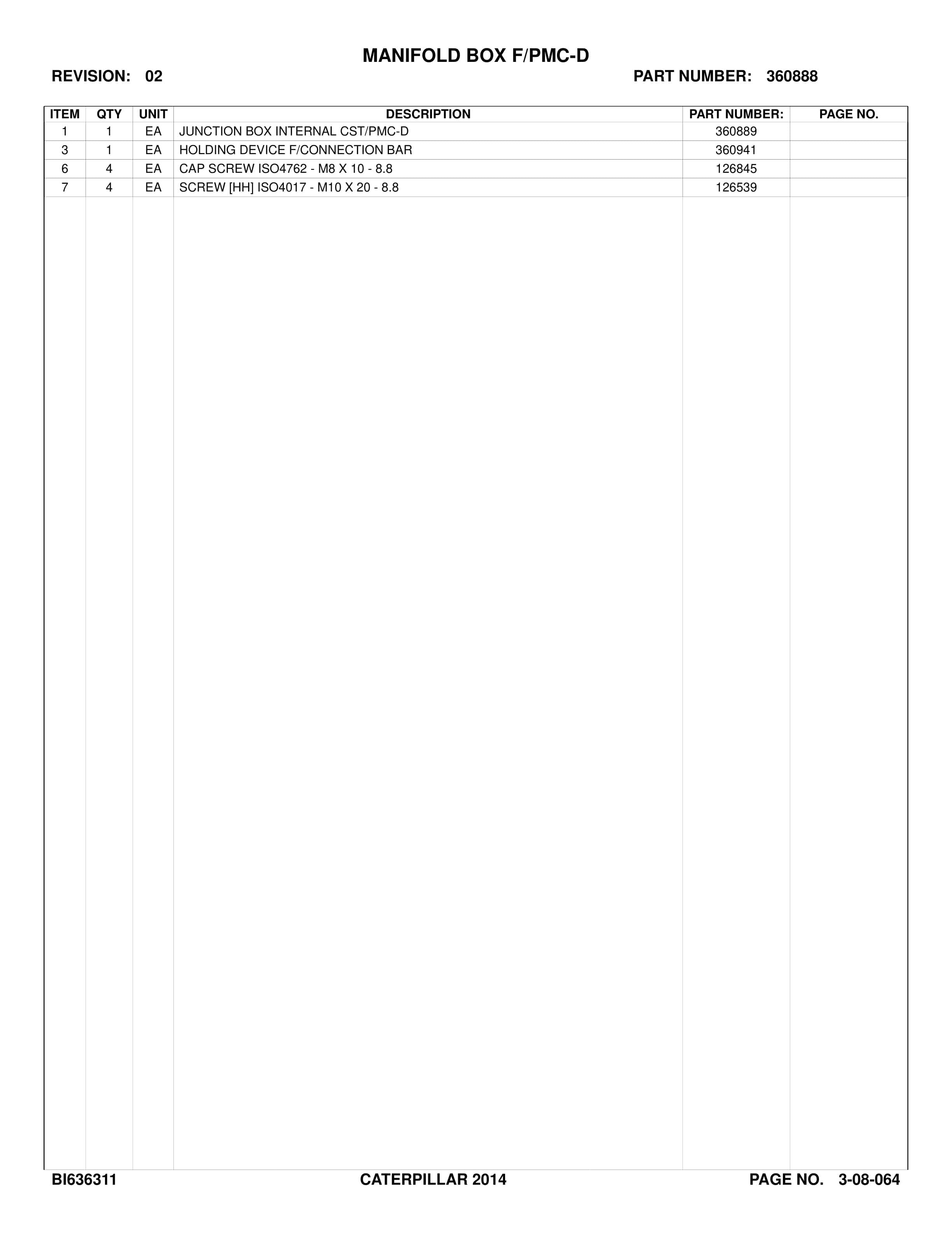 Caterpillar AFC Longwall System Parts Catalog BI636311-3