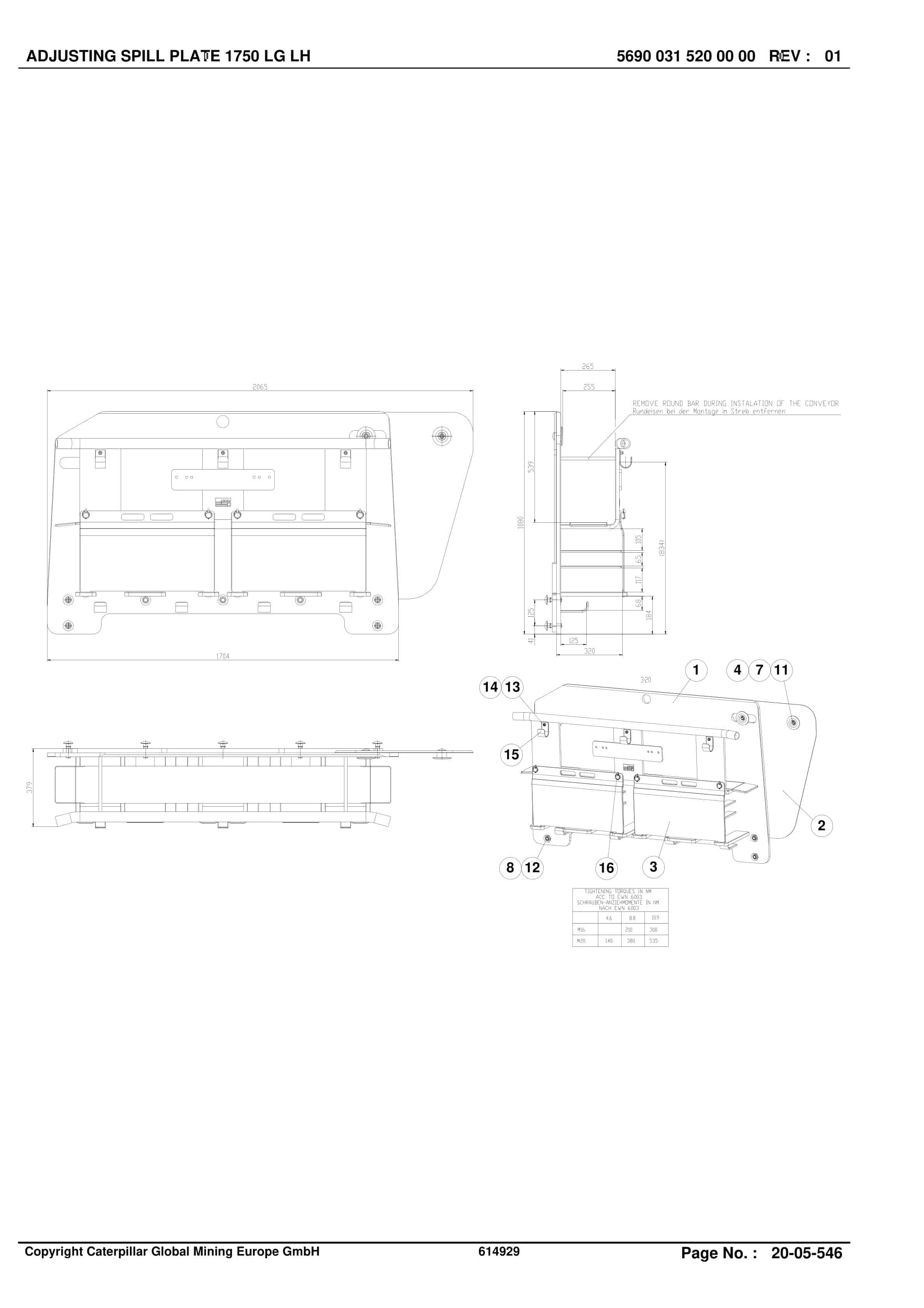 Caterpillar AmOred Face Conveyor, Rear Conveyor Parts Manual BI628680-2