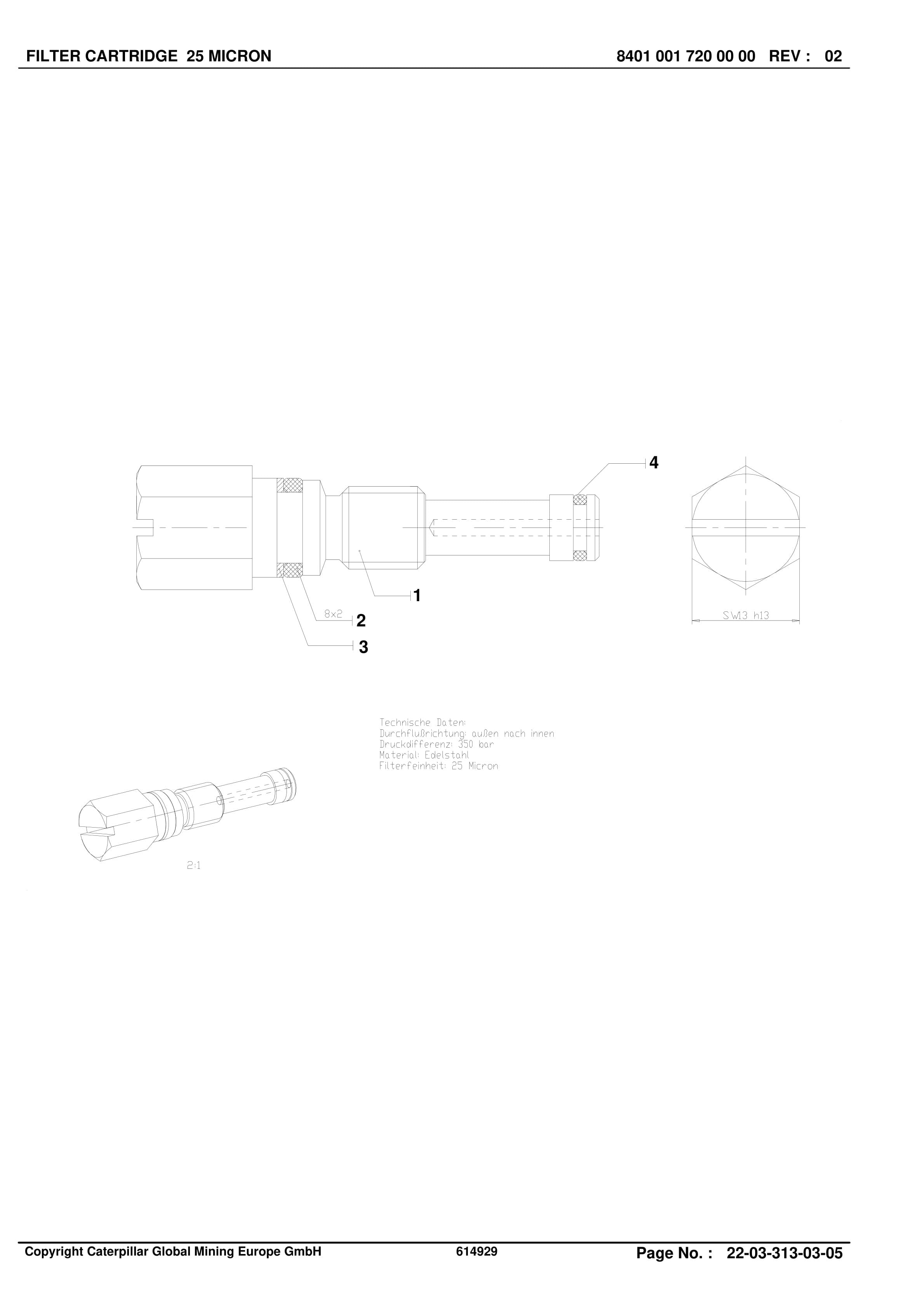 Caterpillar AmOred Face Conveyor, Rear Conveyor Parts Manual BI628680-4