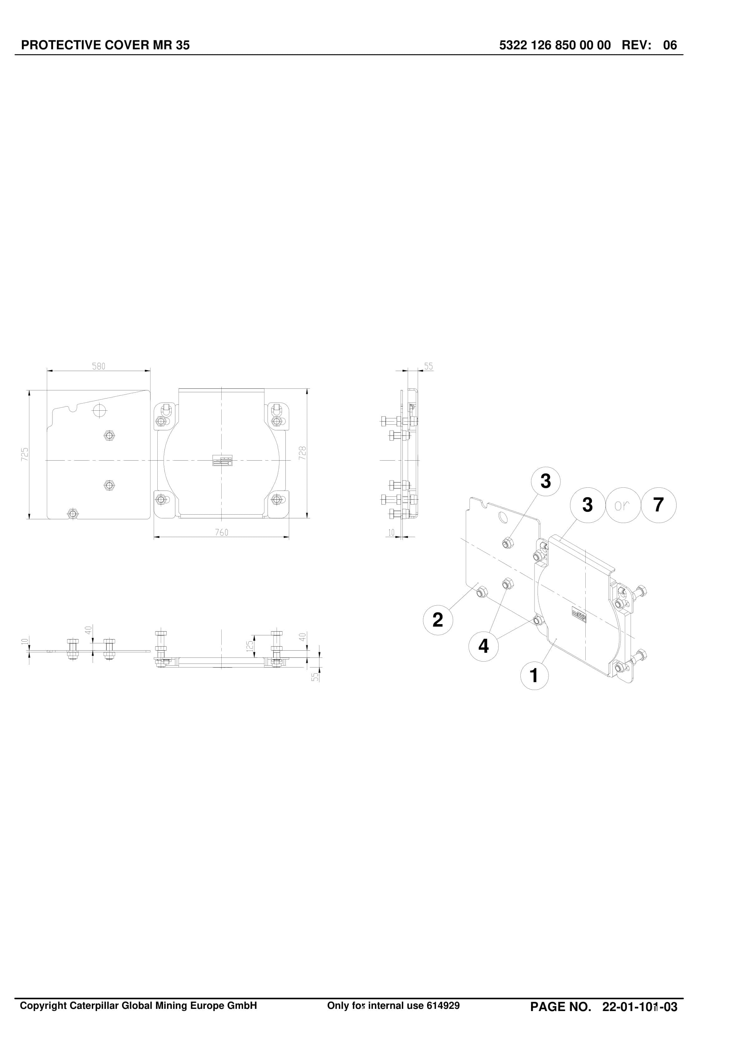 Caterpillar AmOred Face Conveyor, Rear Conveyor Parts Manual BI628681-2