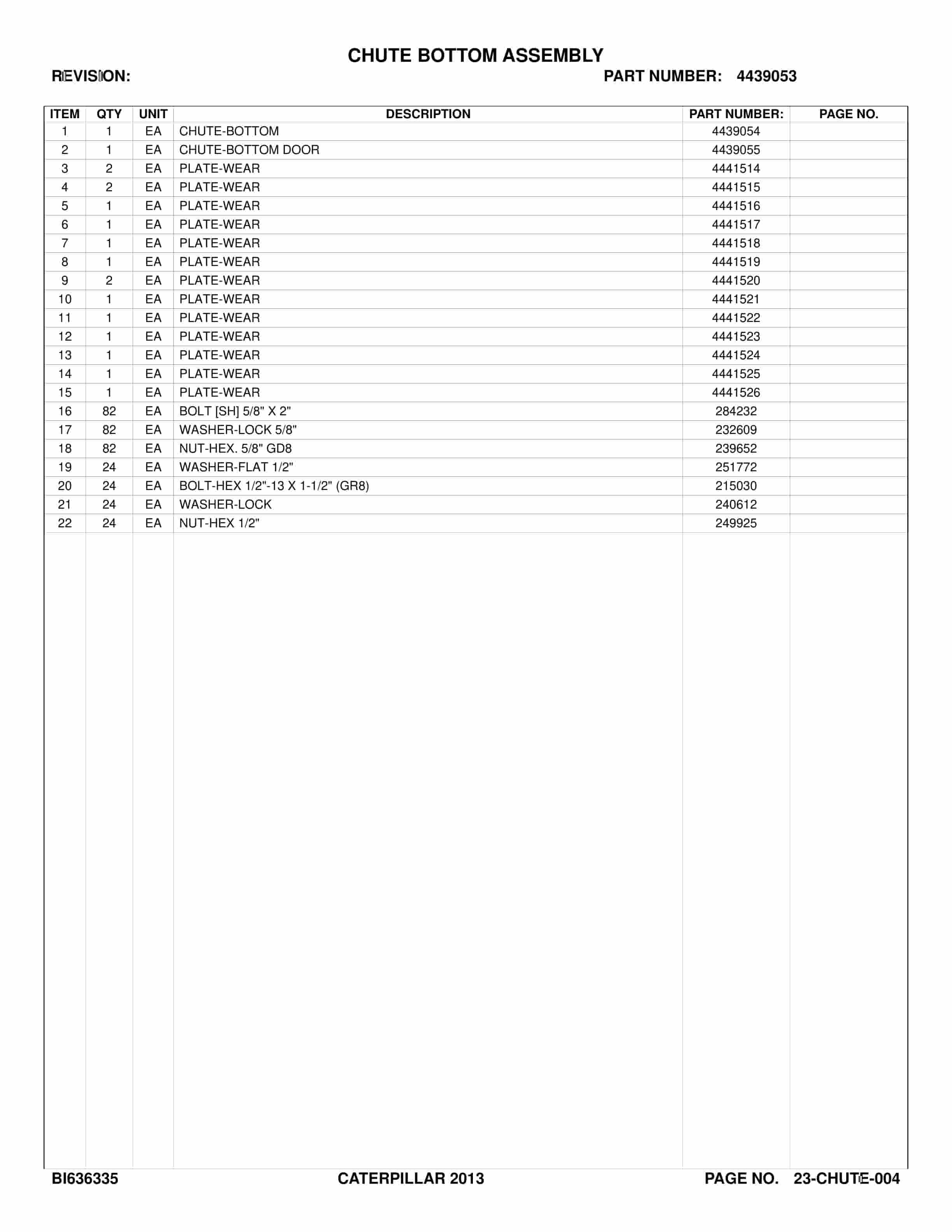 Caterpillar BC200 Belt System Parts Catalog BI636335-2