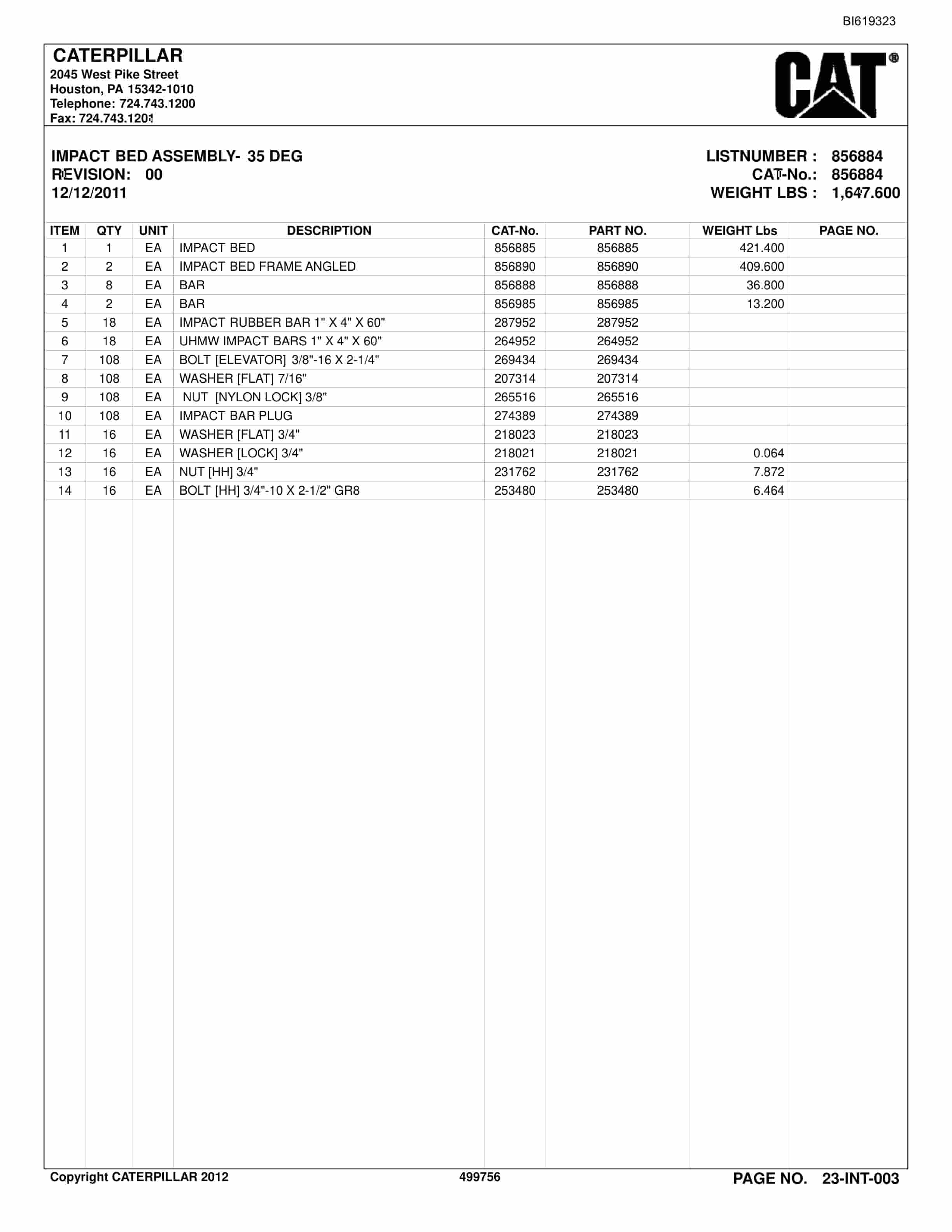 Caterpillar Belt System Parts And Service Manual BI619323-3