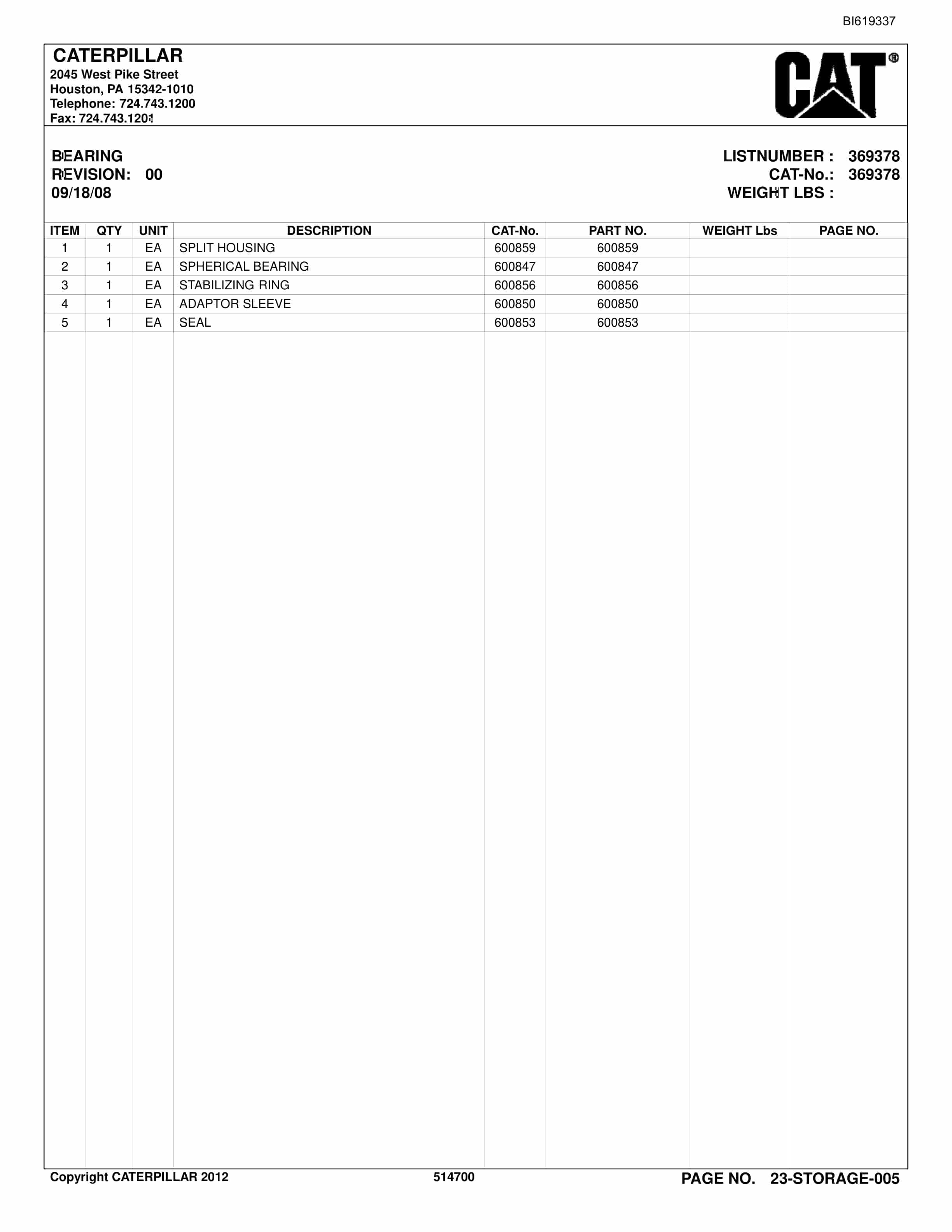 Caterpillar Belt System Parts And Service Manual BI619337-3