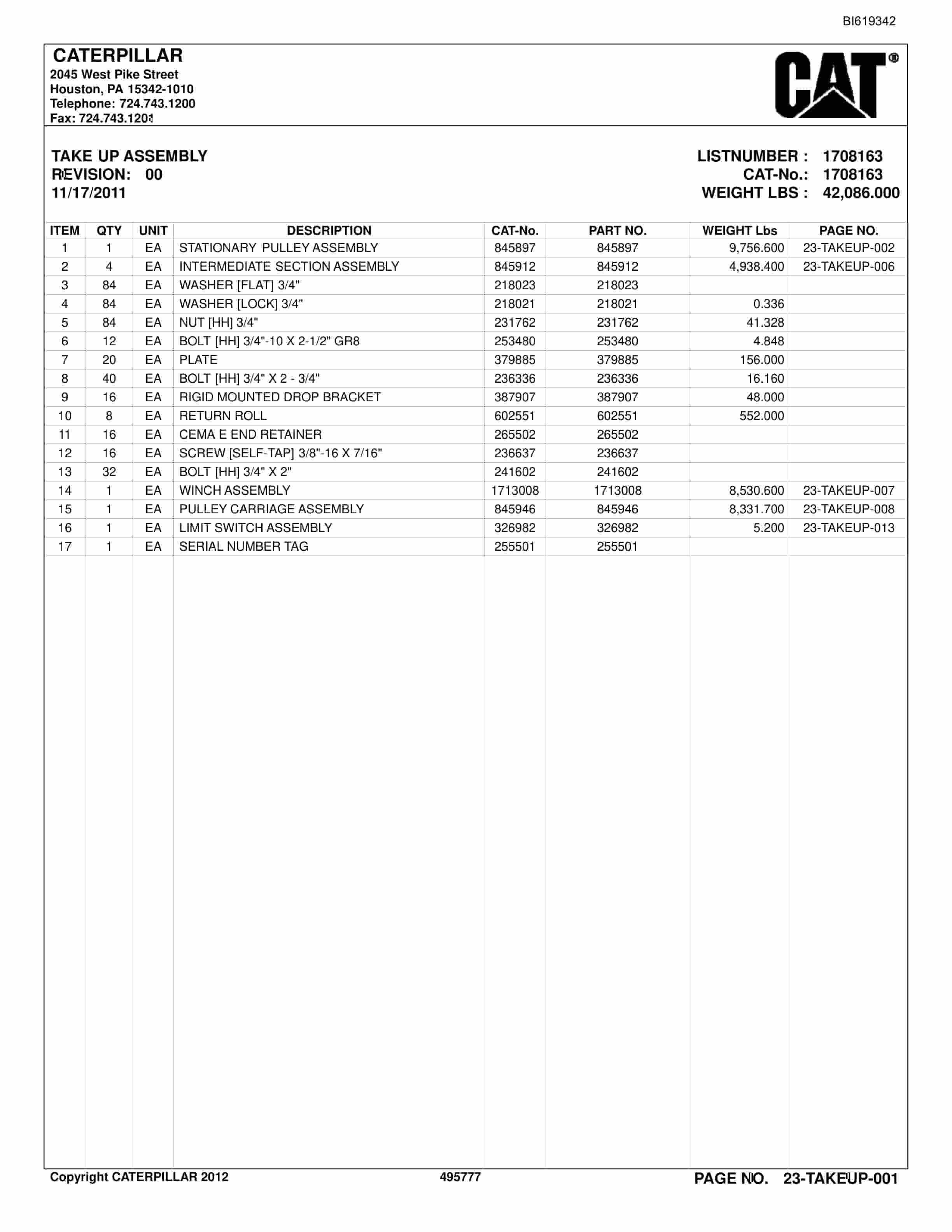 Caterpillar Belt System Parts And Service Manual BI619342-5
