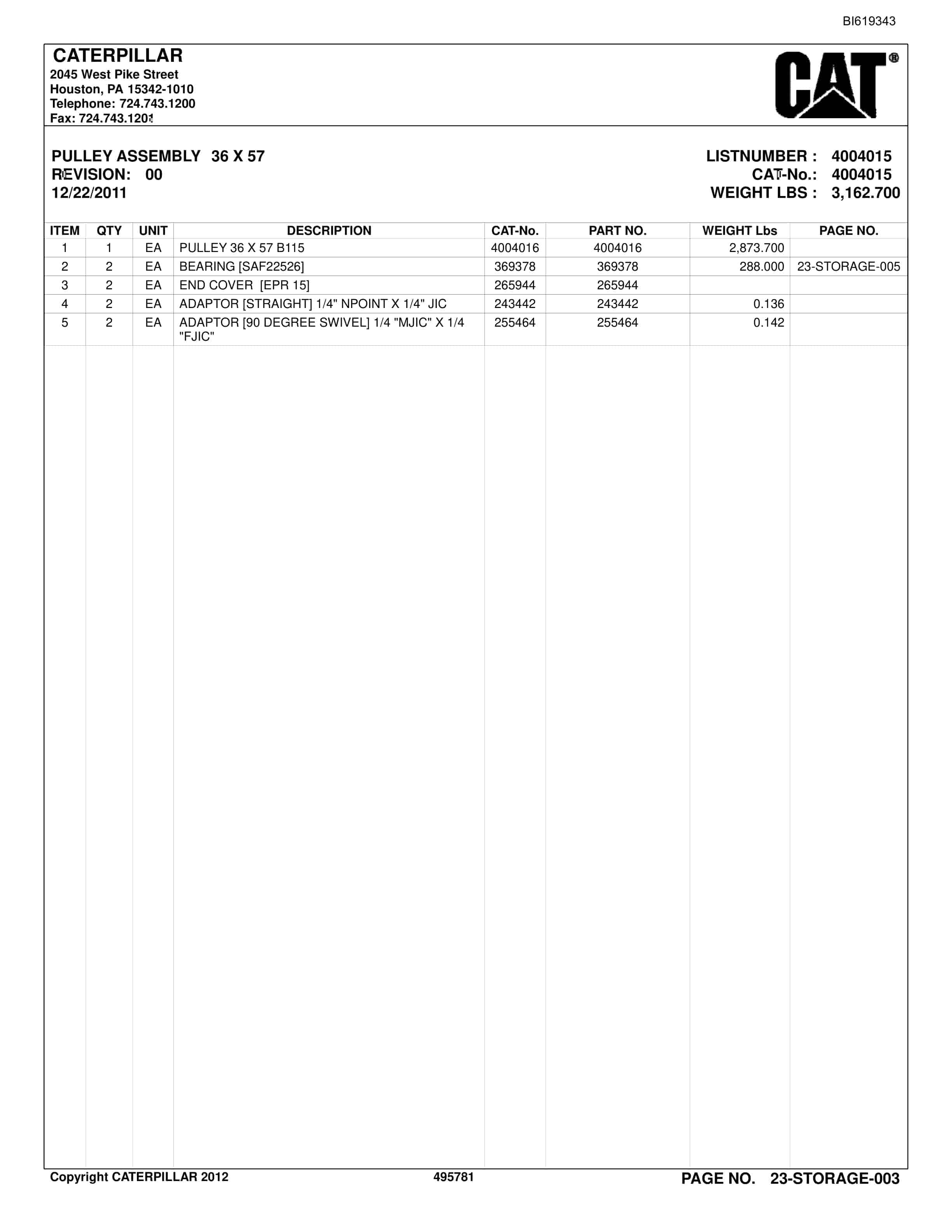 Caterpillar Belt System Parts And Service Manual BI619343-3