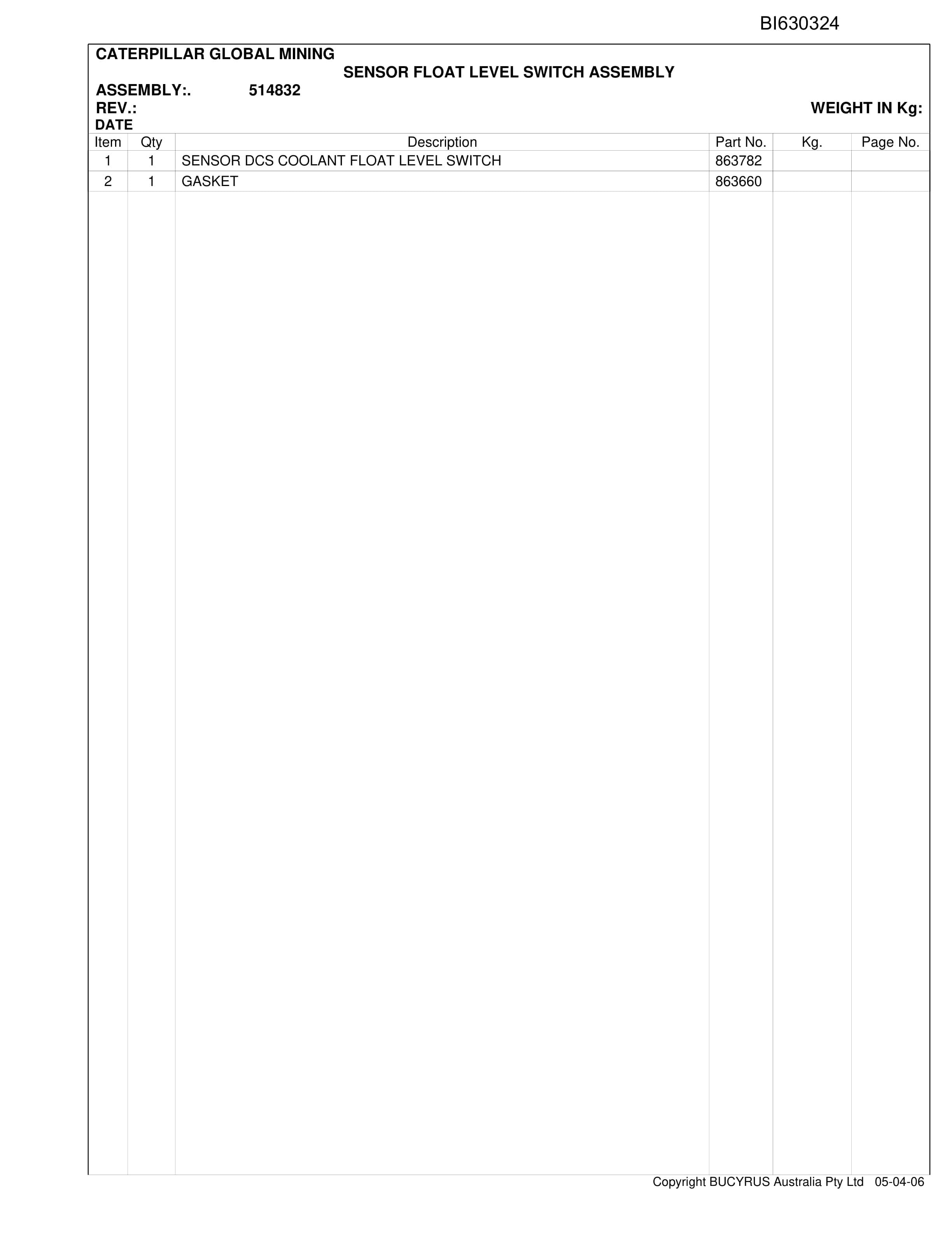 Caterpillar BIS SH660 HD Shield Hauler Parts Manual BI630324-3