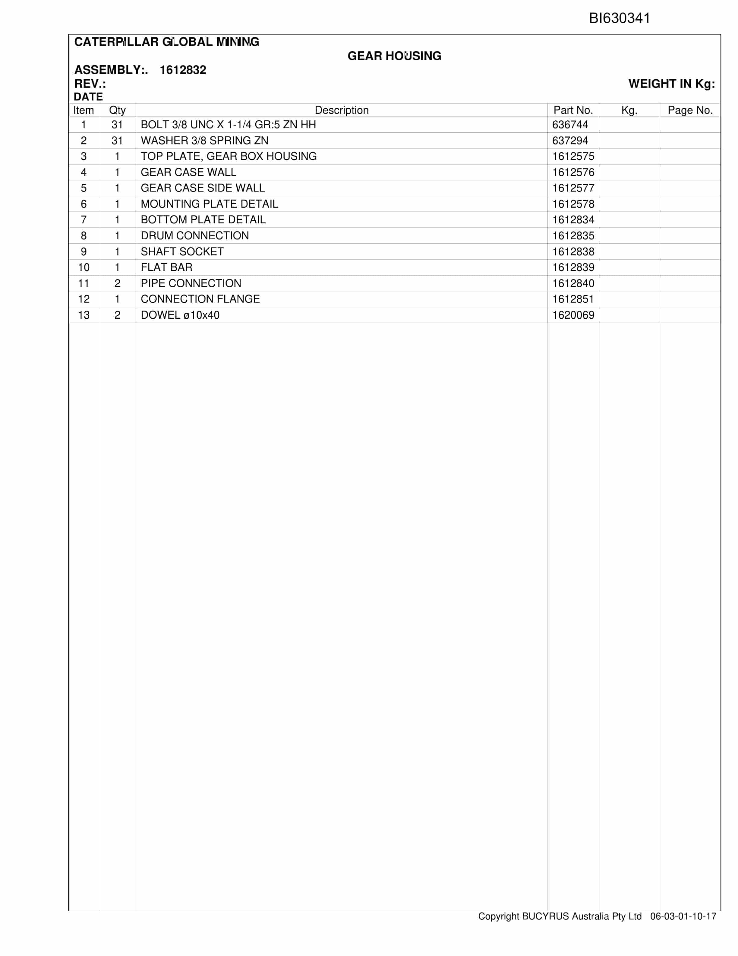 Caterpillar Broadmeadow SH150 Shield Trailer Parts Manual BI630341-3