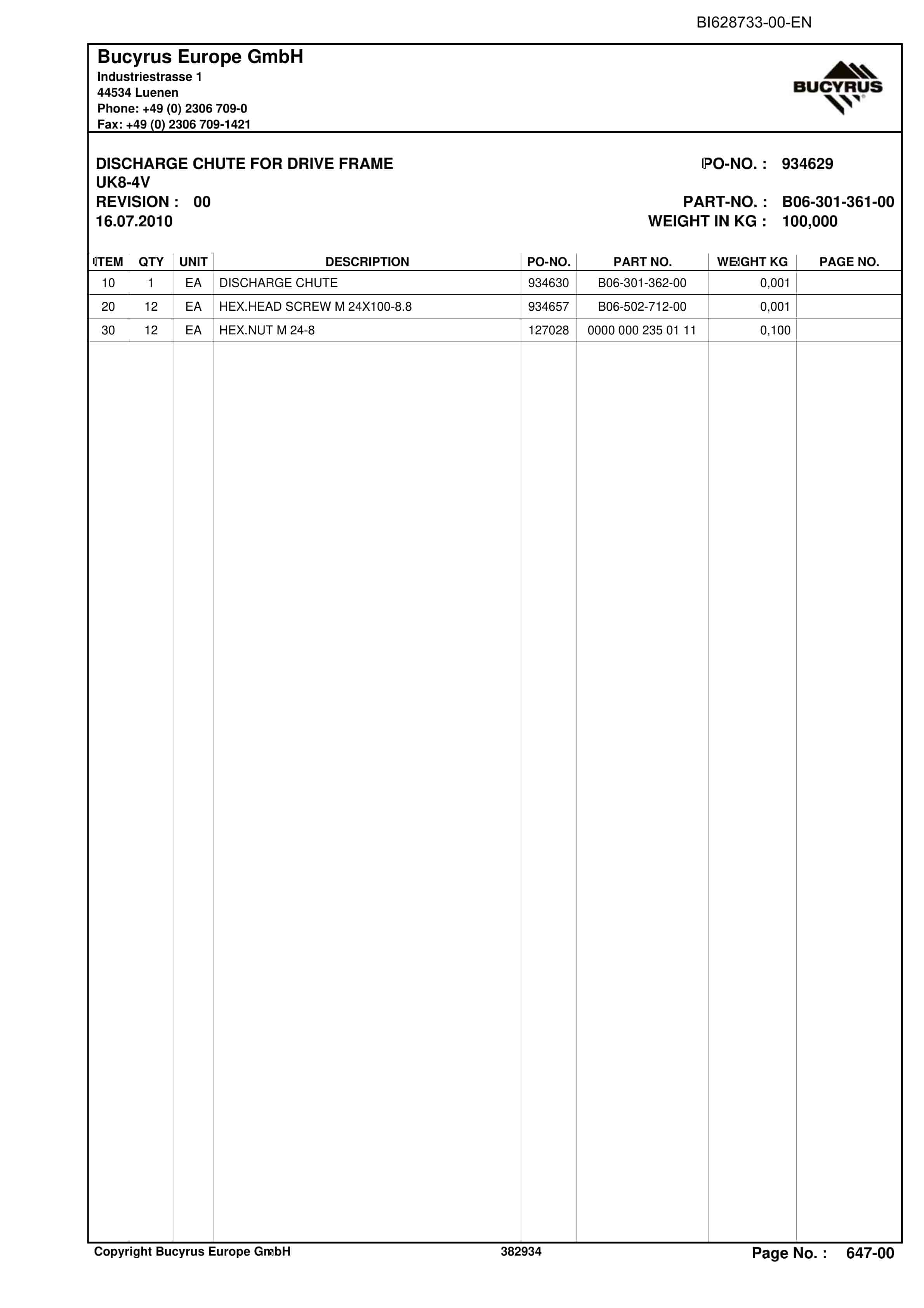 Caterpillar BSL Parts Manual BI628733-3