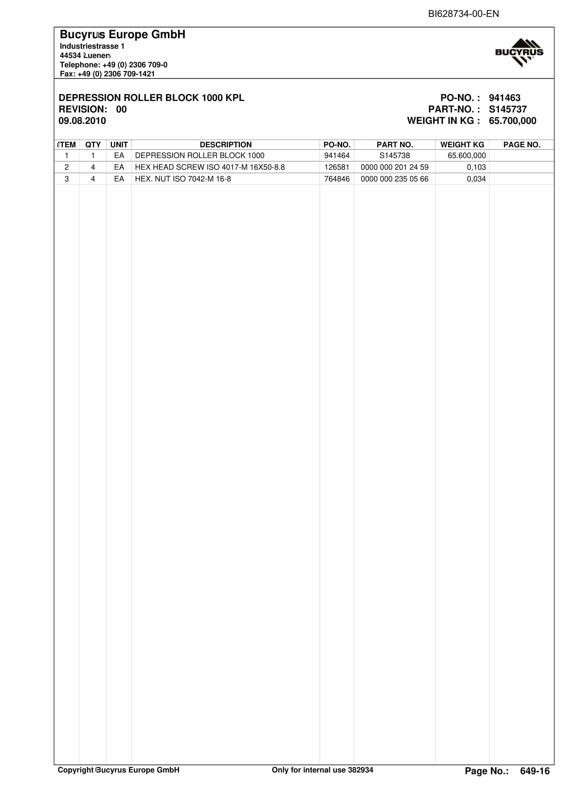 Caterpillar BSL Parts Manual BI628734-4