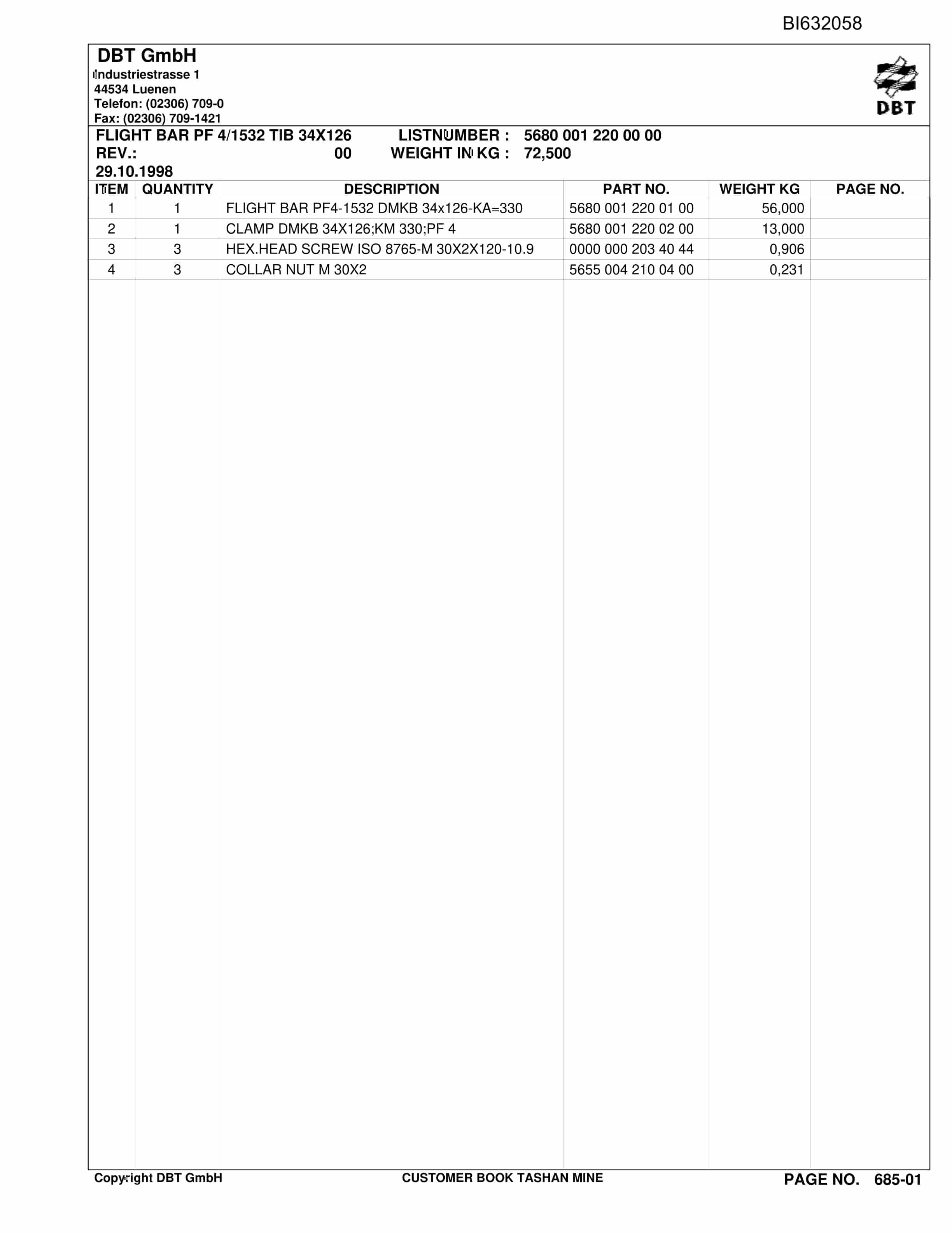 Caterpillar BSL PF 6-1542 Parts Manual BI632058-5