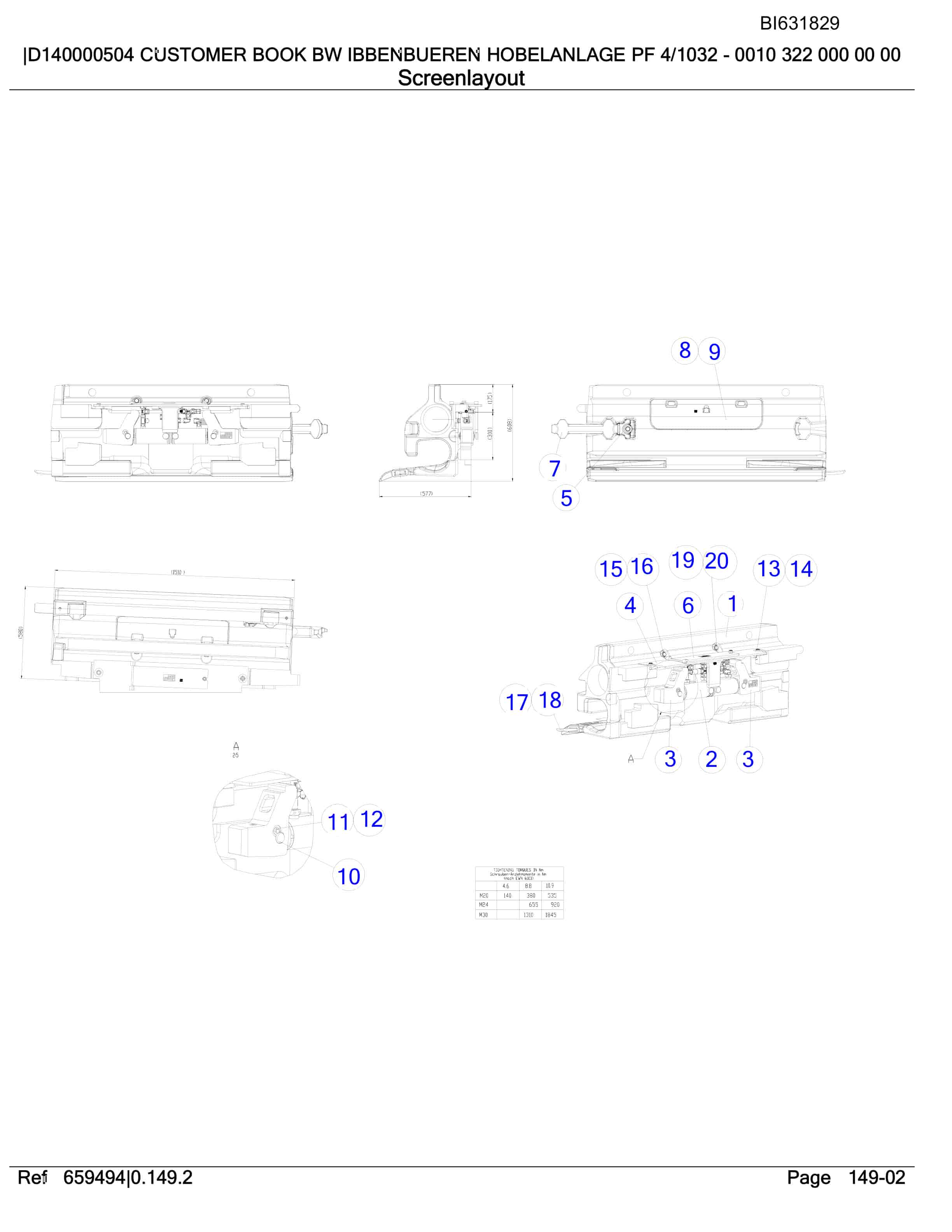 Caterpillar BW Ibbenbueren Hobelanlage PF 4-1032 Parts Manual BI631829-2