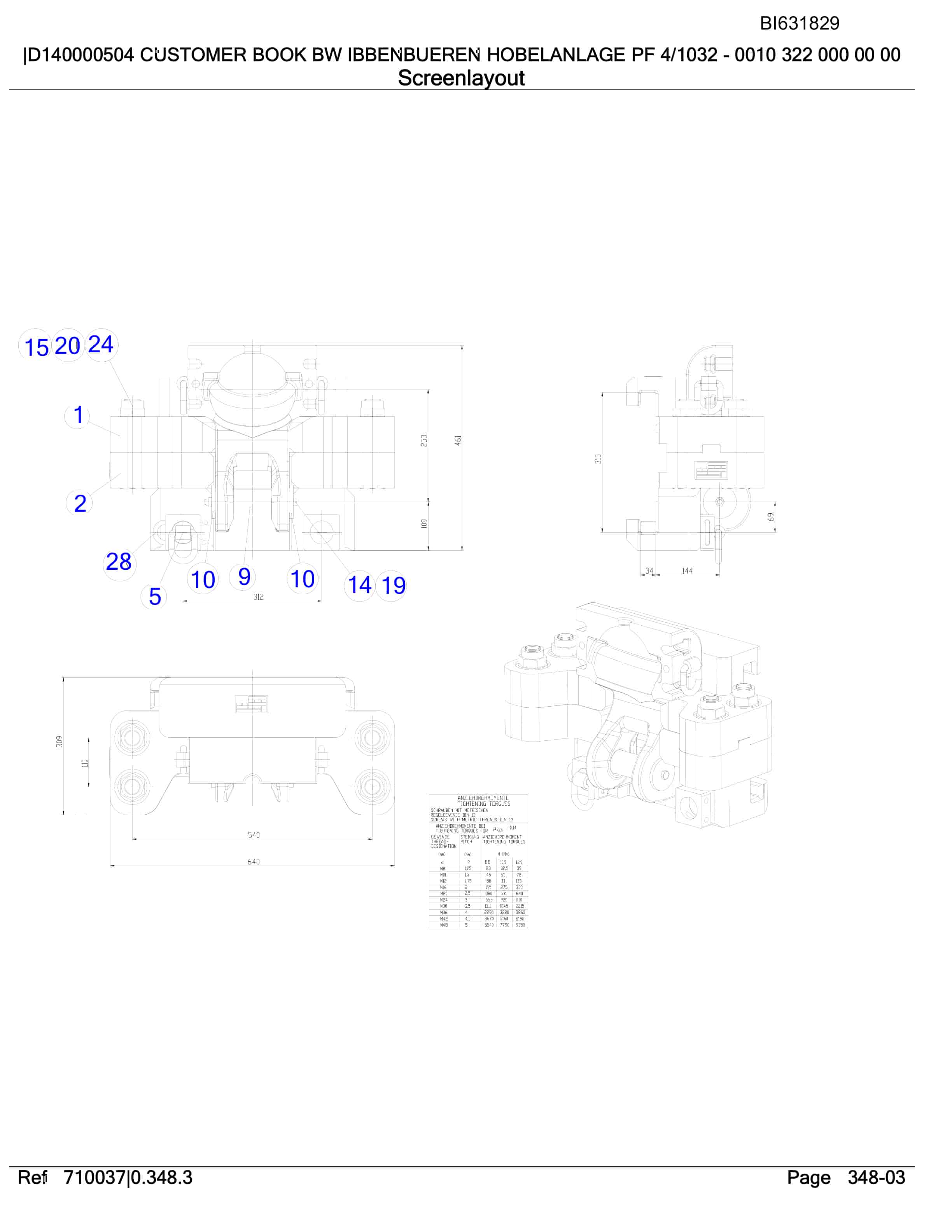 Caterpillar BW Ibbenbueren Hobelanlage PF 4-1032 Parts Manual BI631829-4
