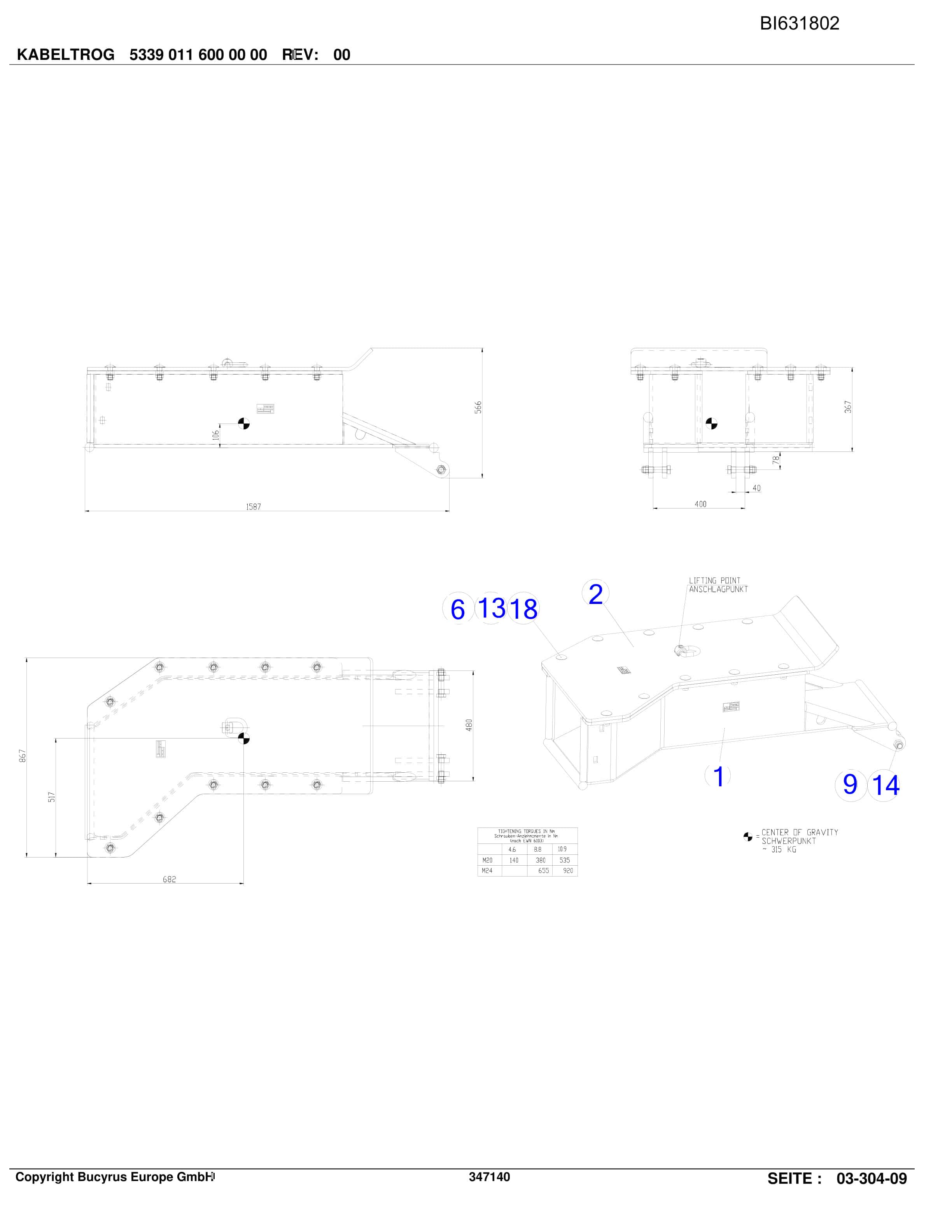 Caterpillar BW SAAR BP 556, Hobelanlage Parts Manual BI631802-2