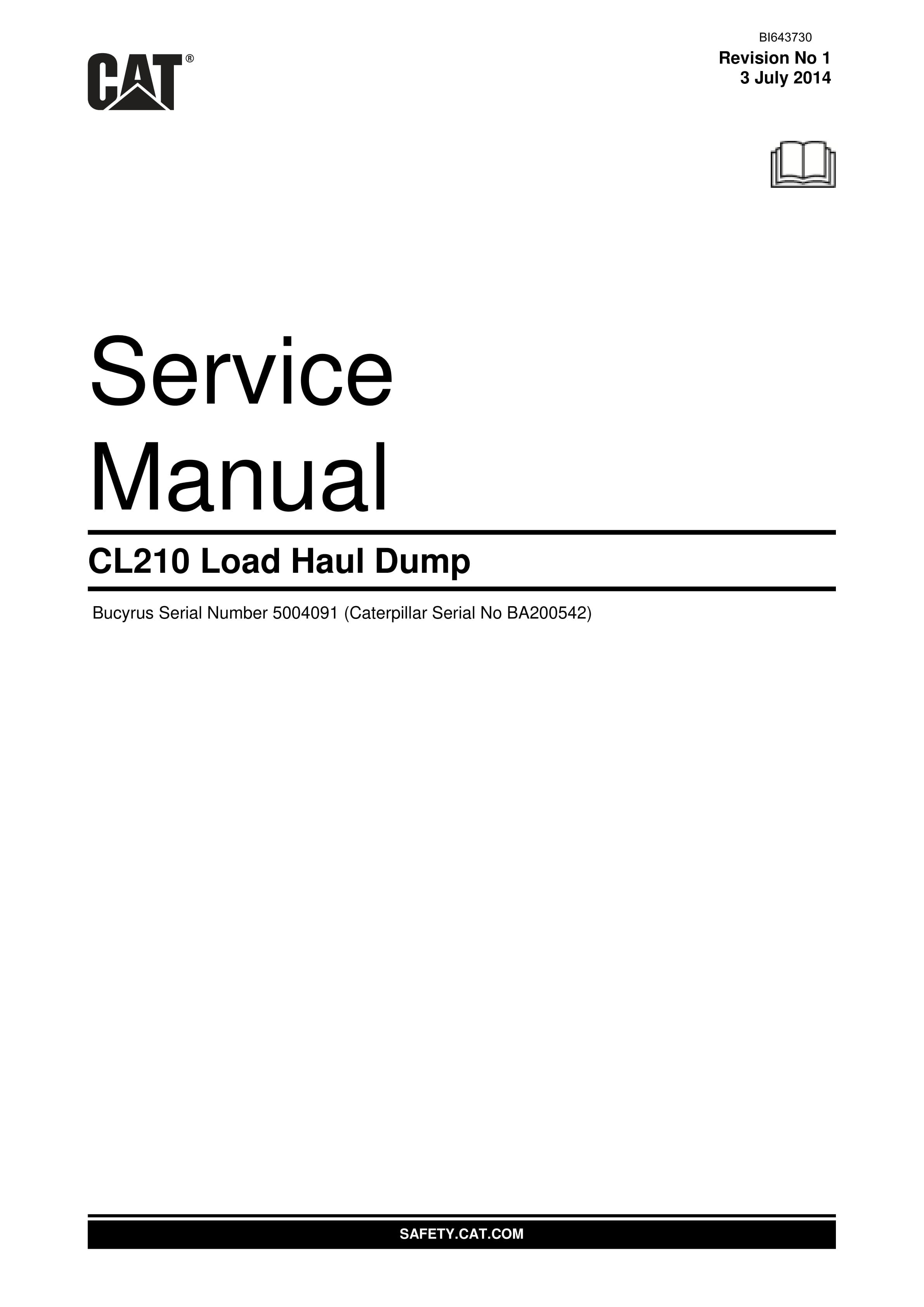 Caterpillar CL210 Load Haul Dump Service Manual BI643730 1 Caterpillar CL210 Load Haul Dump Service Manual BI643730