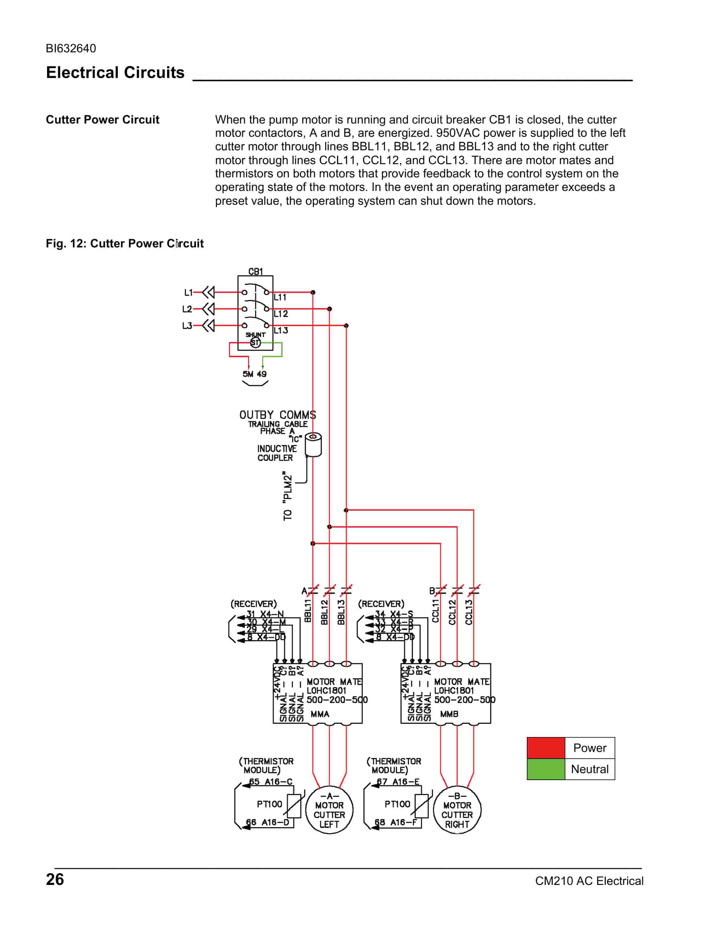 Caterpillar CM210 Continuous Miner Electrical Operation And Maintenance Manual BI632640-2