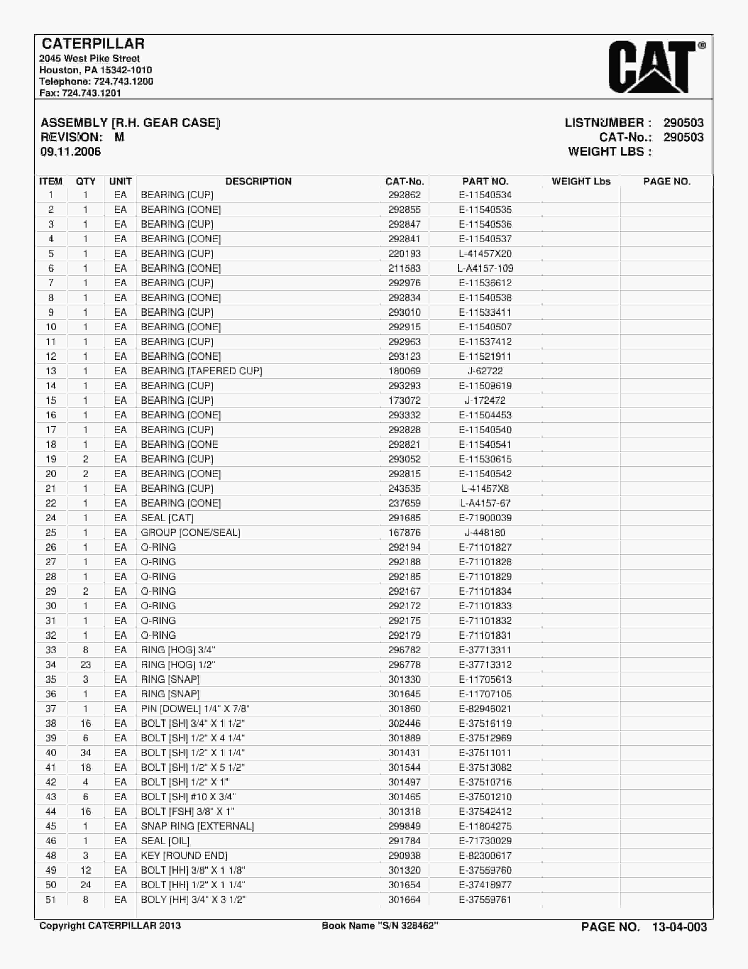 Caterpillar CM235 Continuous Miner Parts Manual BI632533-2