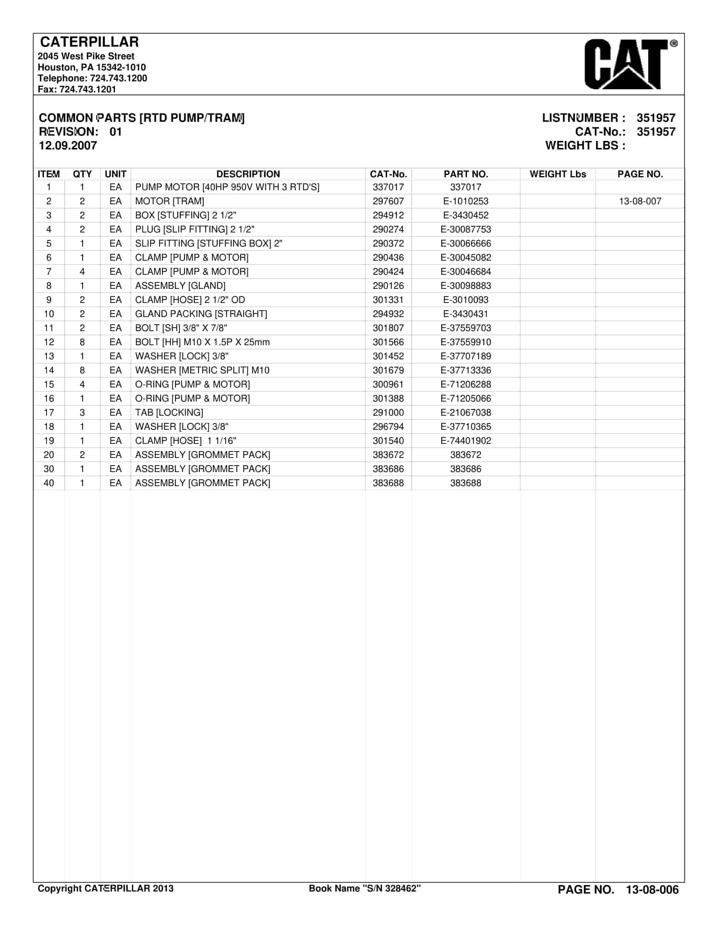 Caterpillar CM235 Continuous Miner Parts Manual BI632533-4
