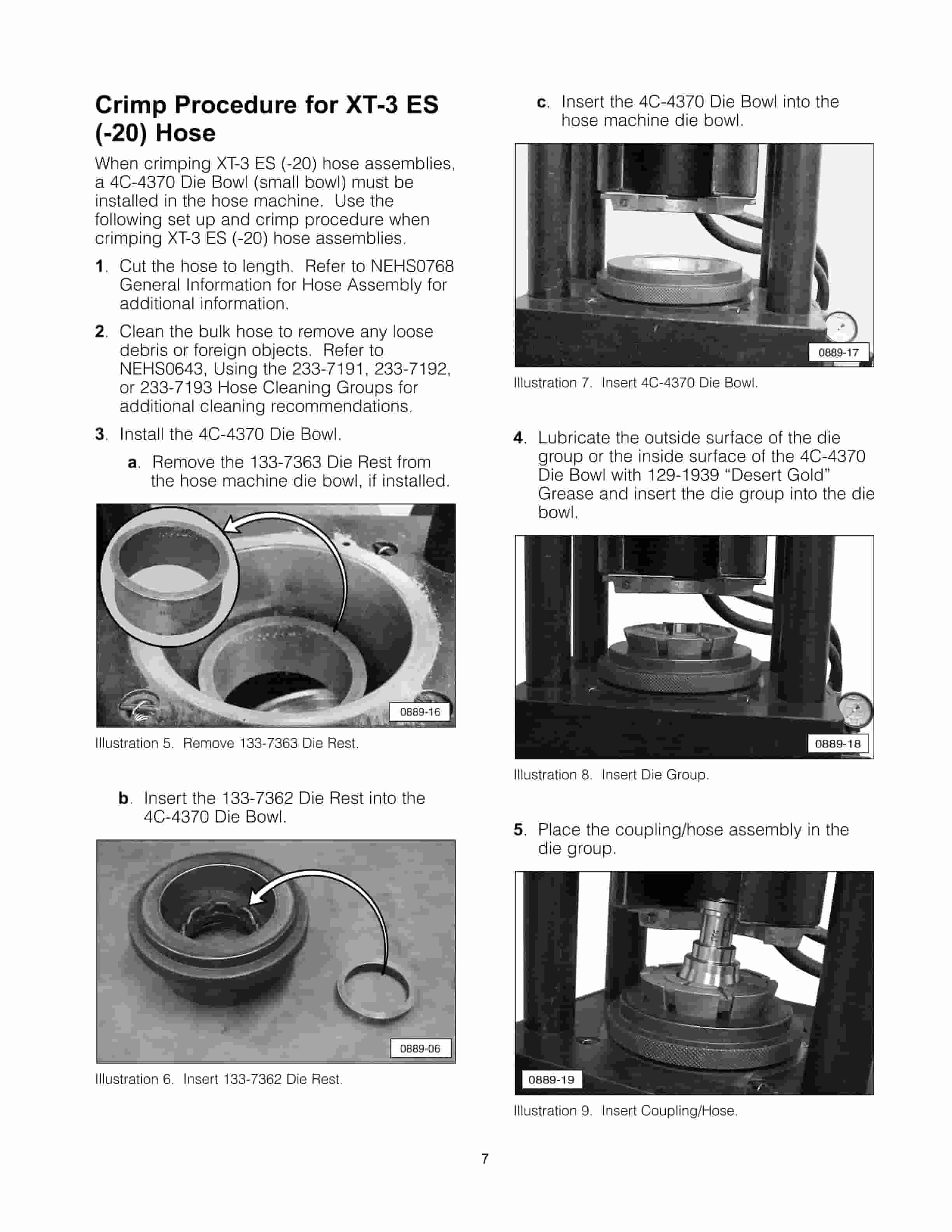 Caterpillar Crimping XT-3 ES to 9U-7261 Hose Machines Tool Operating Manual NEHS0889 2 Caterpillar Crimping XT-3 ES to 9U-7261 Hose Machines Tool Operating Manual NEHS0889-2