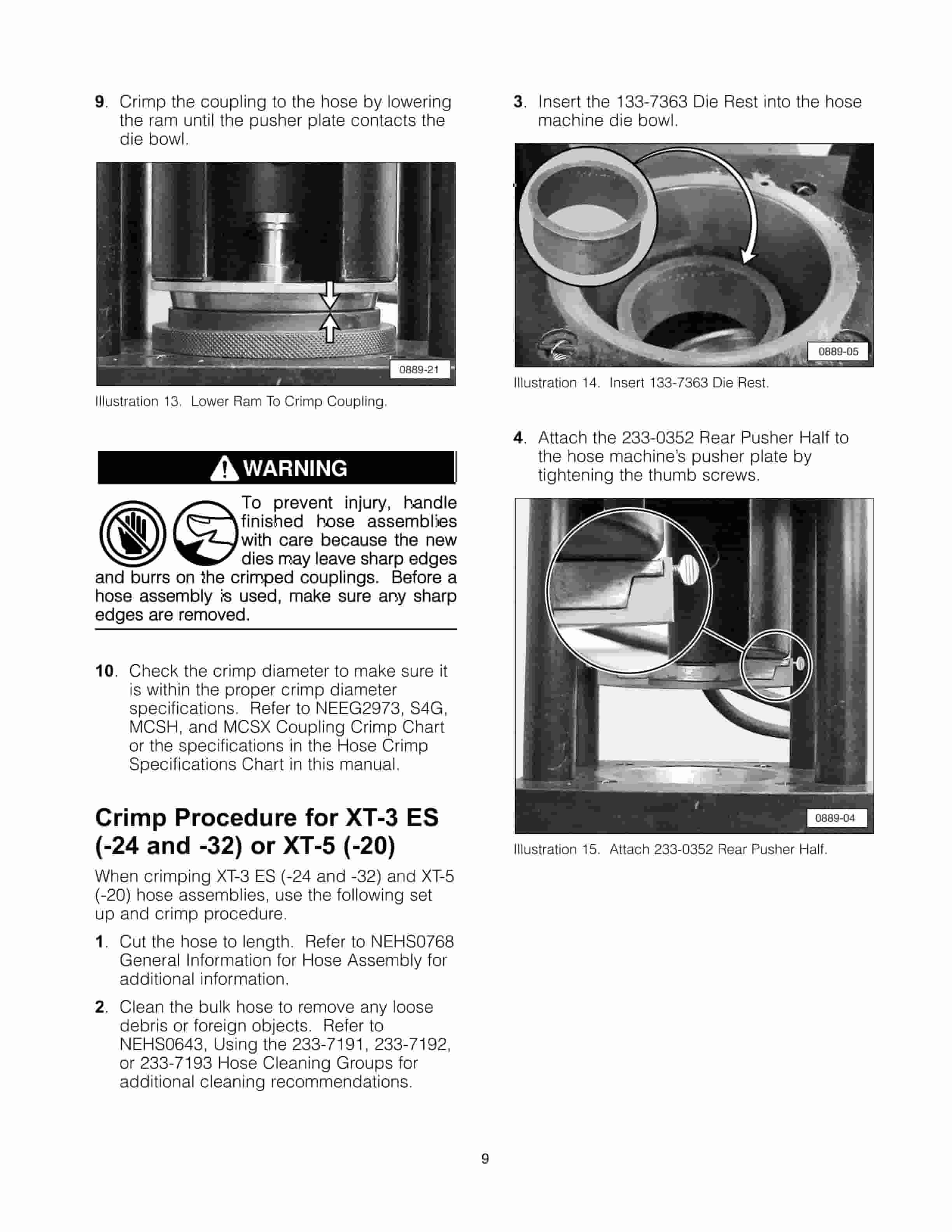 Caterpillar Crimping XT-3 ES to 9U-7261 Hose Machines Tool Operating Manual NEHS0889 3 Caterpillar Crimping XT-3 ES to 9U-7261 Hose Machines Tool Operating Manual NEHS0889-3