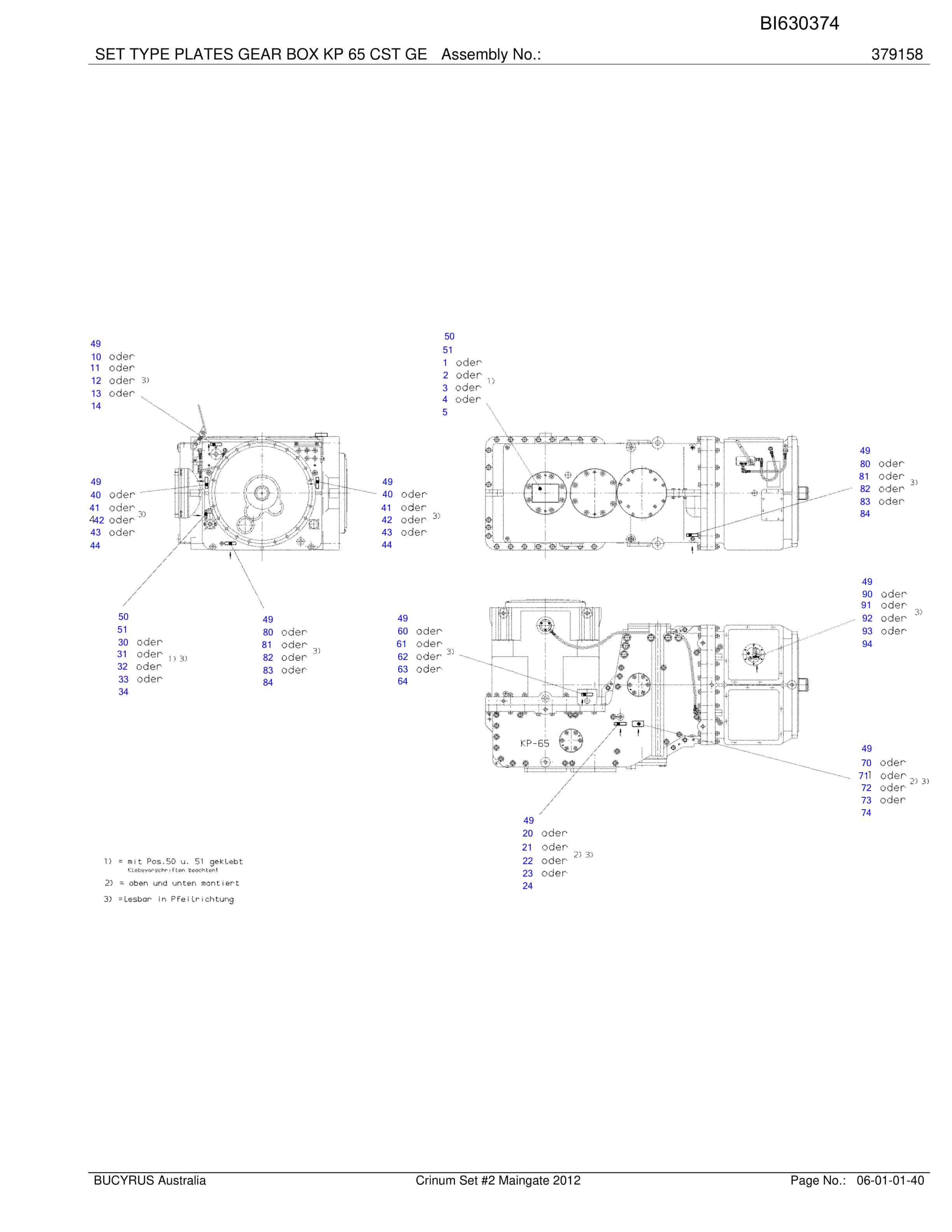 Caterpillar Crinum Set 2 Maingate 2012 Parts Manual BI630374-2