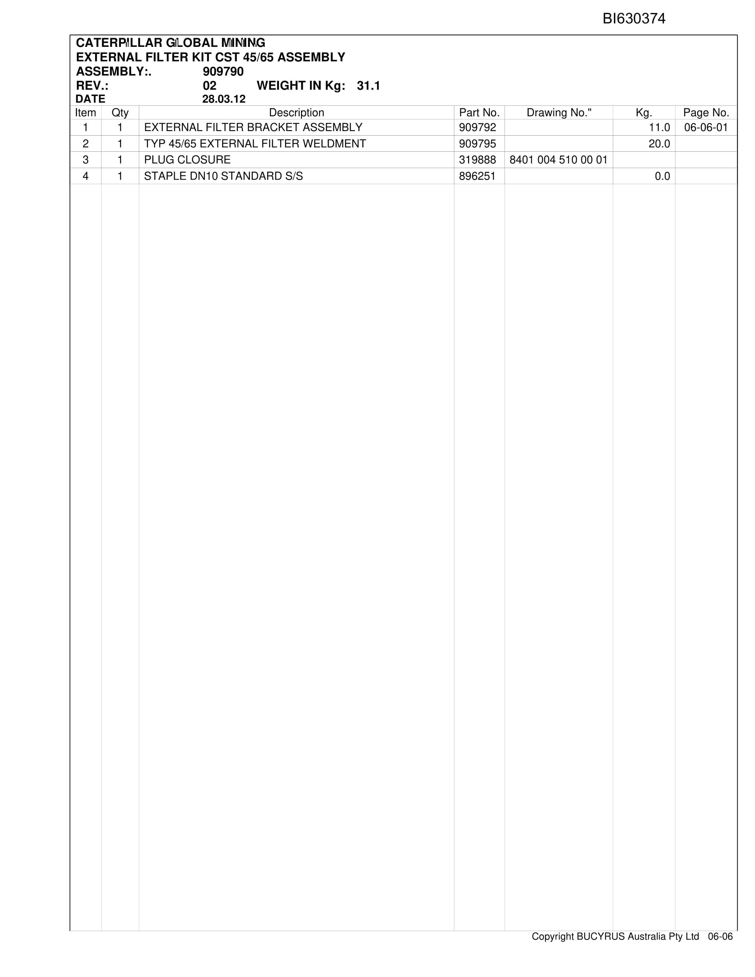 Caterpillar Crinum Set 2 Maingate 2012 Parts Manual BI630374-3