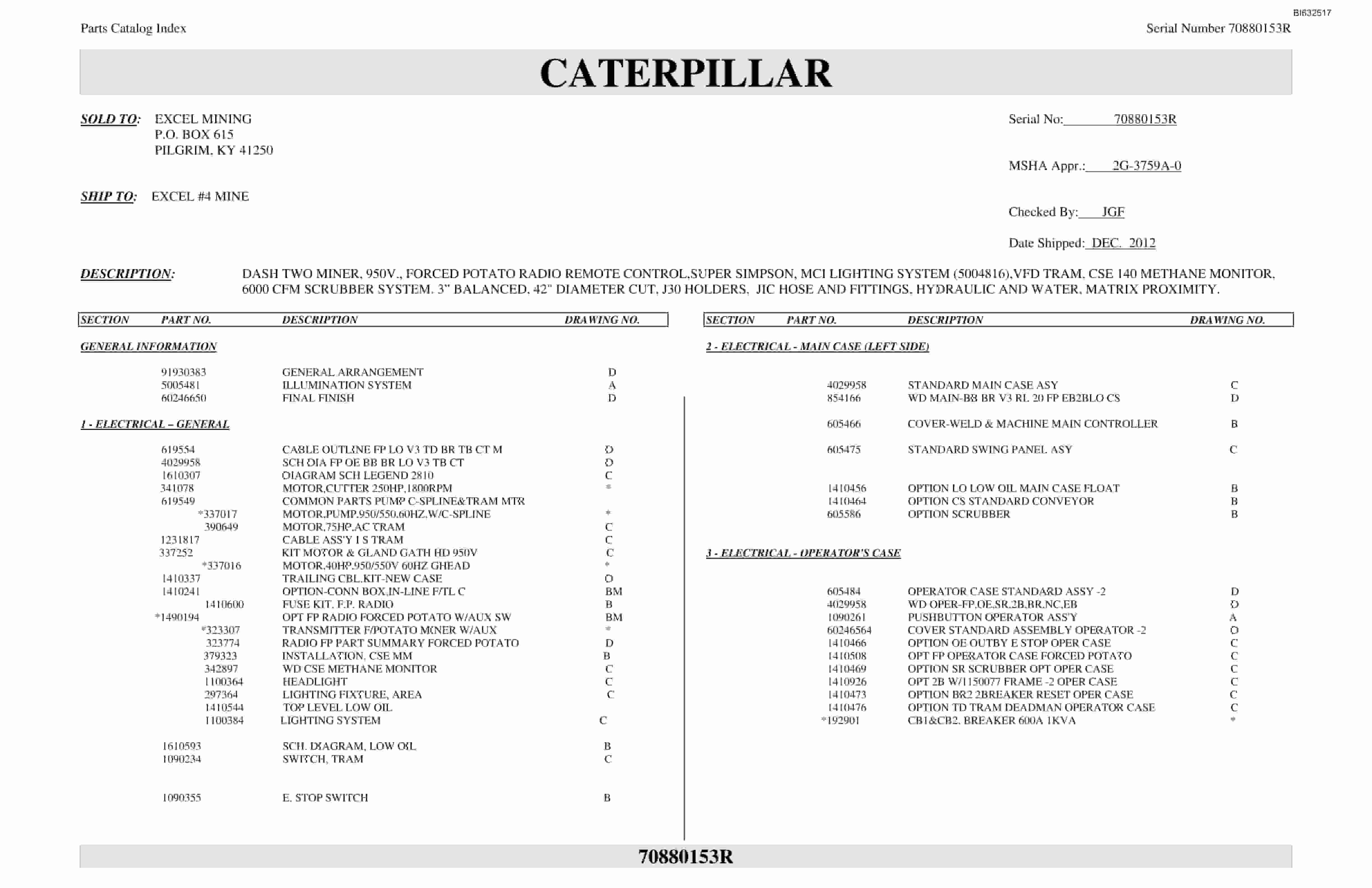 Caterpillar Dash Two Miner Parts Catalog BI632517 1 Caterpillar Dash Two Miner Parts Catalog BI632517
