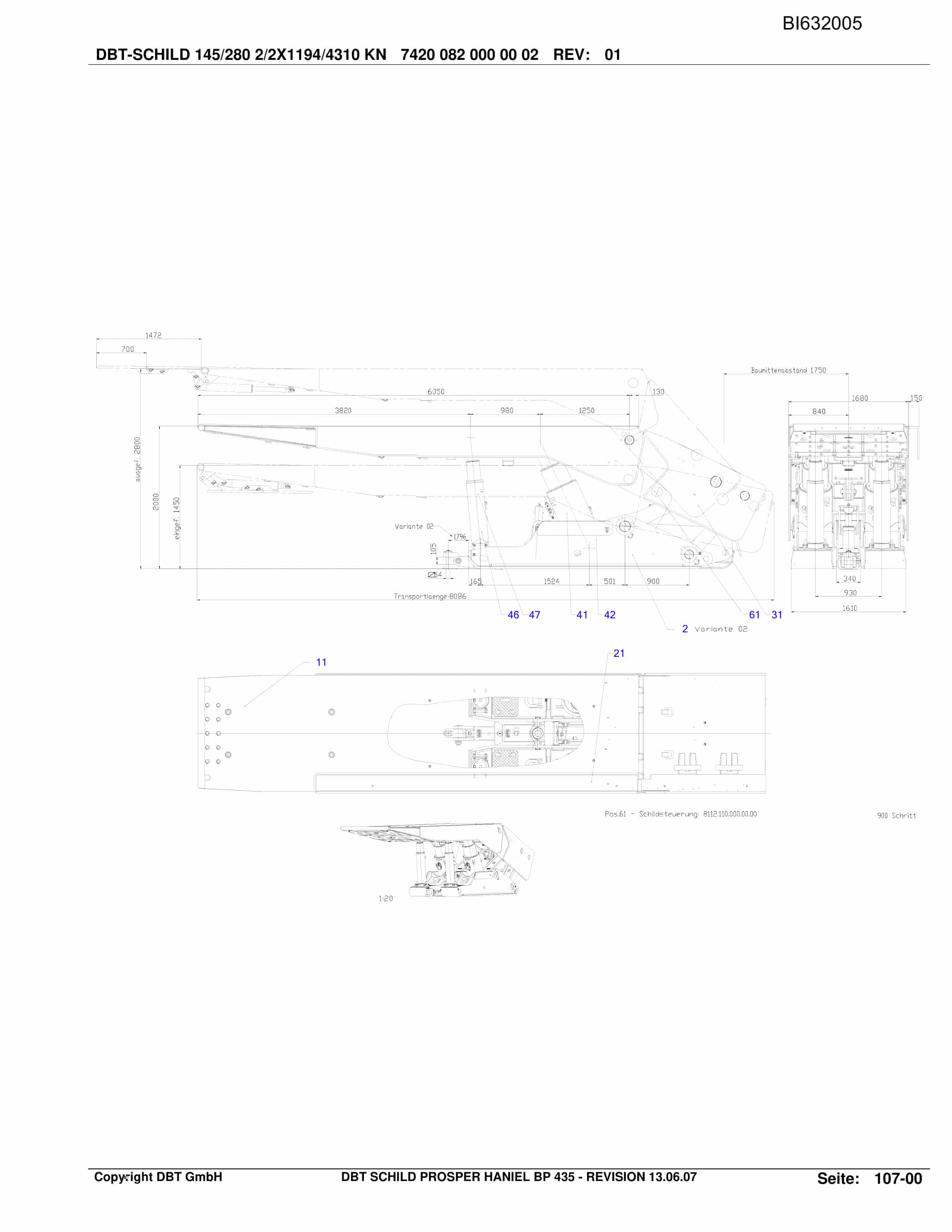 Caterpillar DBT Schild Prosper HANIEL BP 435 Parts Manual BI632005-3