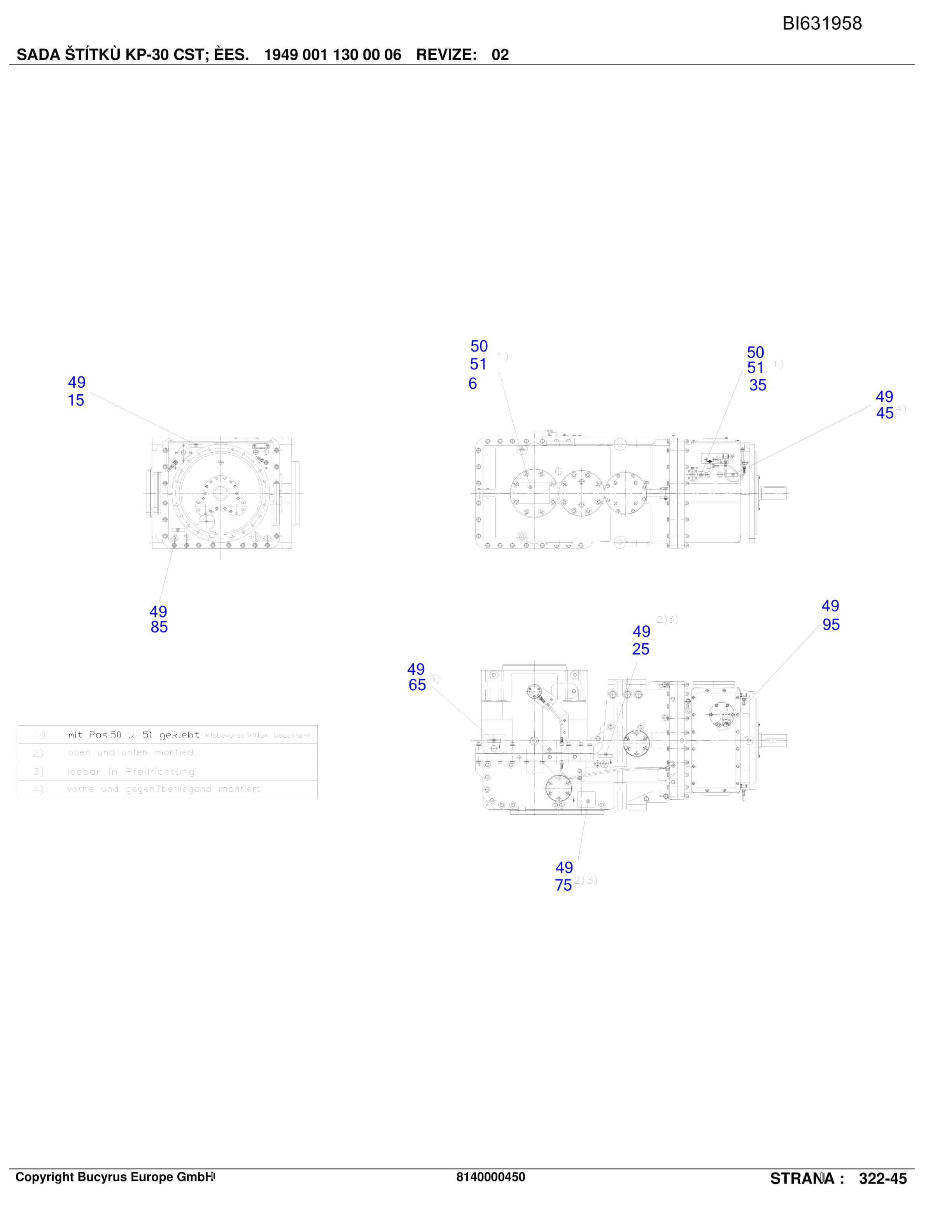 Caterpillar D.DARKOV, KOMB.DOPR.PF6-1042 Parts Manual BI631958-4
