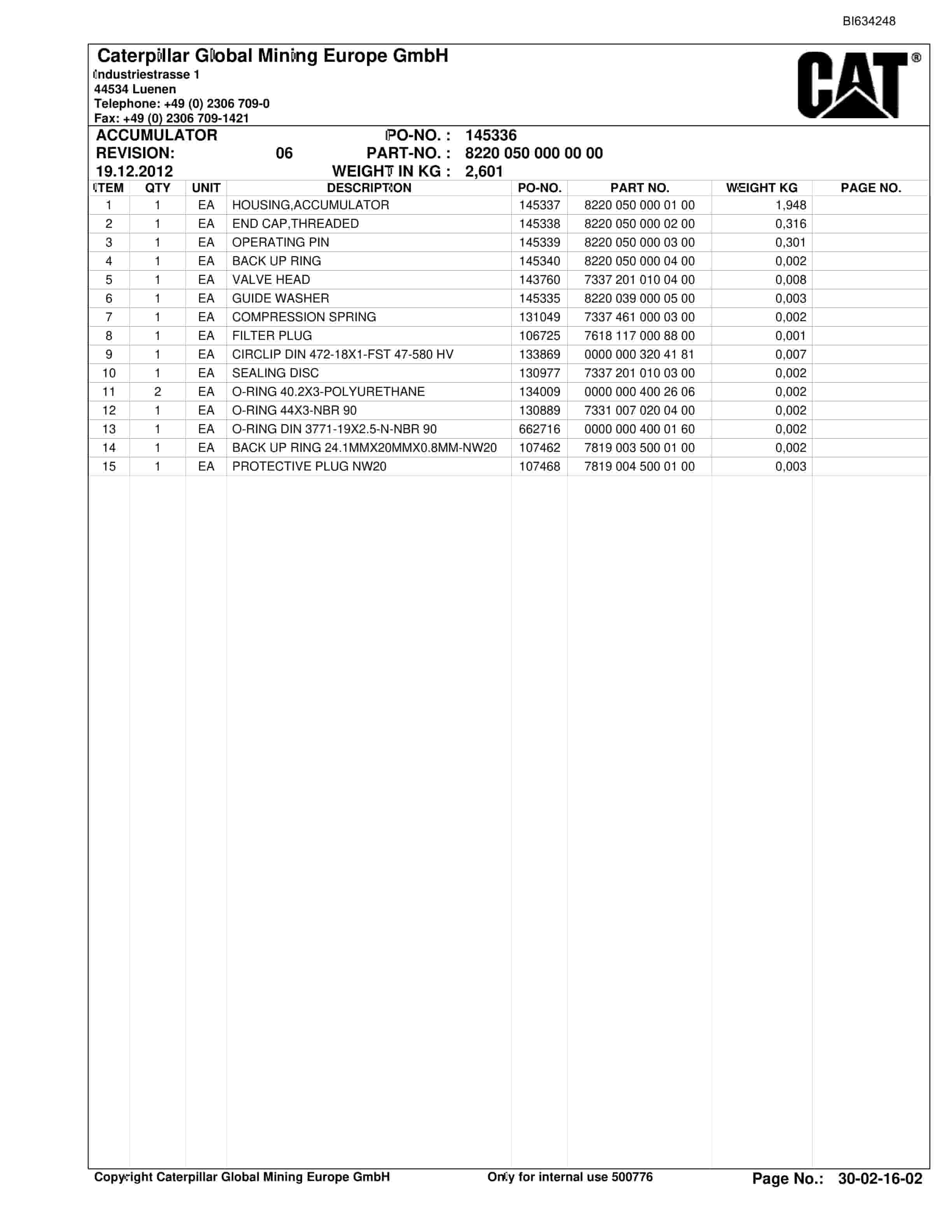 Caterpillar DONGYI XINYAN Plow System Parts Manual BI634248-4