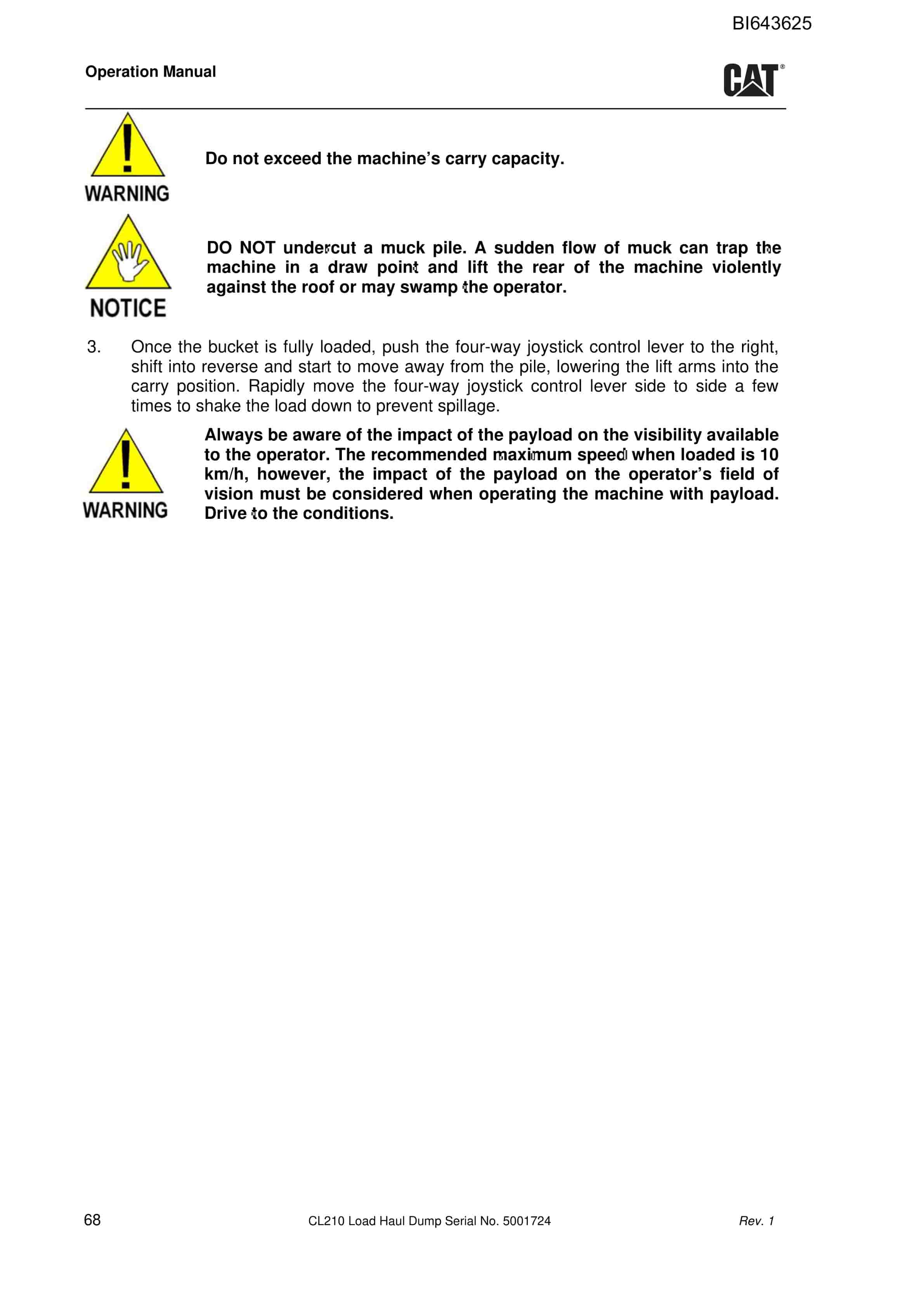 Caterpillar FBL-10 (CL210) Load Haul Dump Operation Manual BI643625 4 Caterpillar FBL-10 (CL210) Load Haul Dump Operation Manual BI643625 - Image 4
