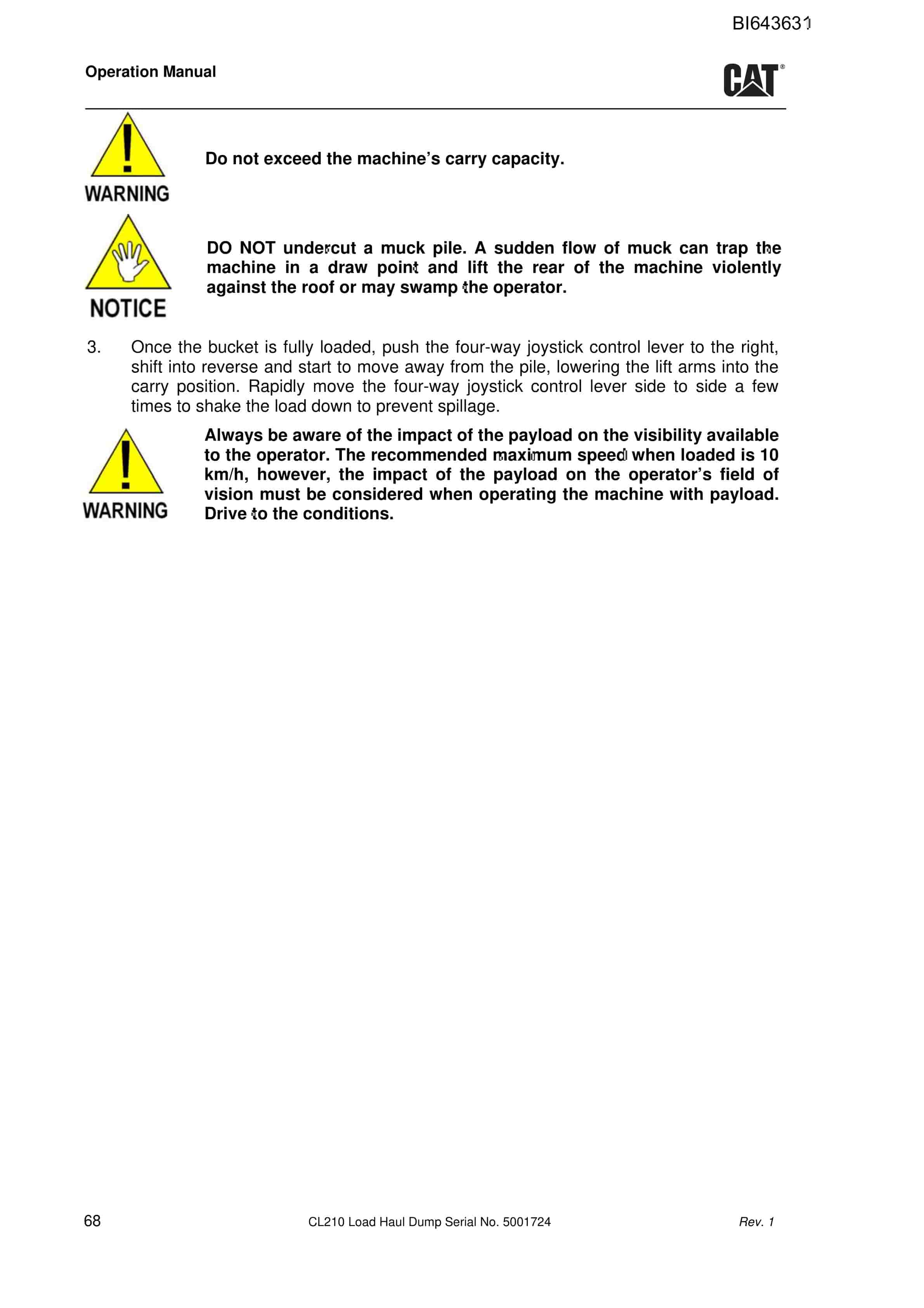 Caterpillar FBL-10 (CL210) Load Haul Dump Operation Manual BI643631 4 Caterpillar FBL-10 (CL210) Load Haul Dump Operation Manual BI643631 - Image 4