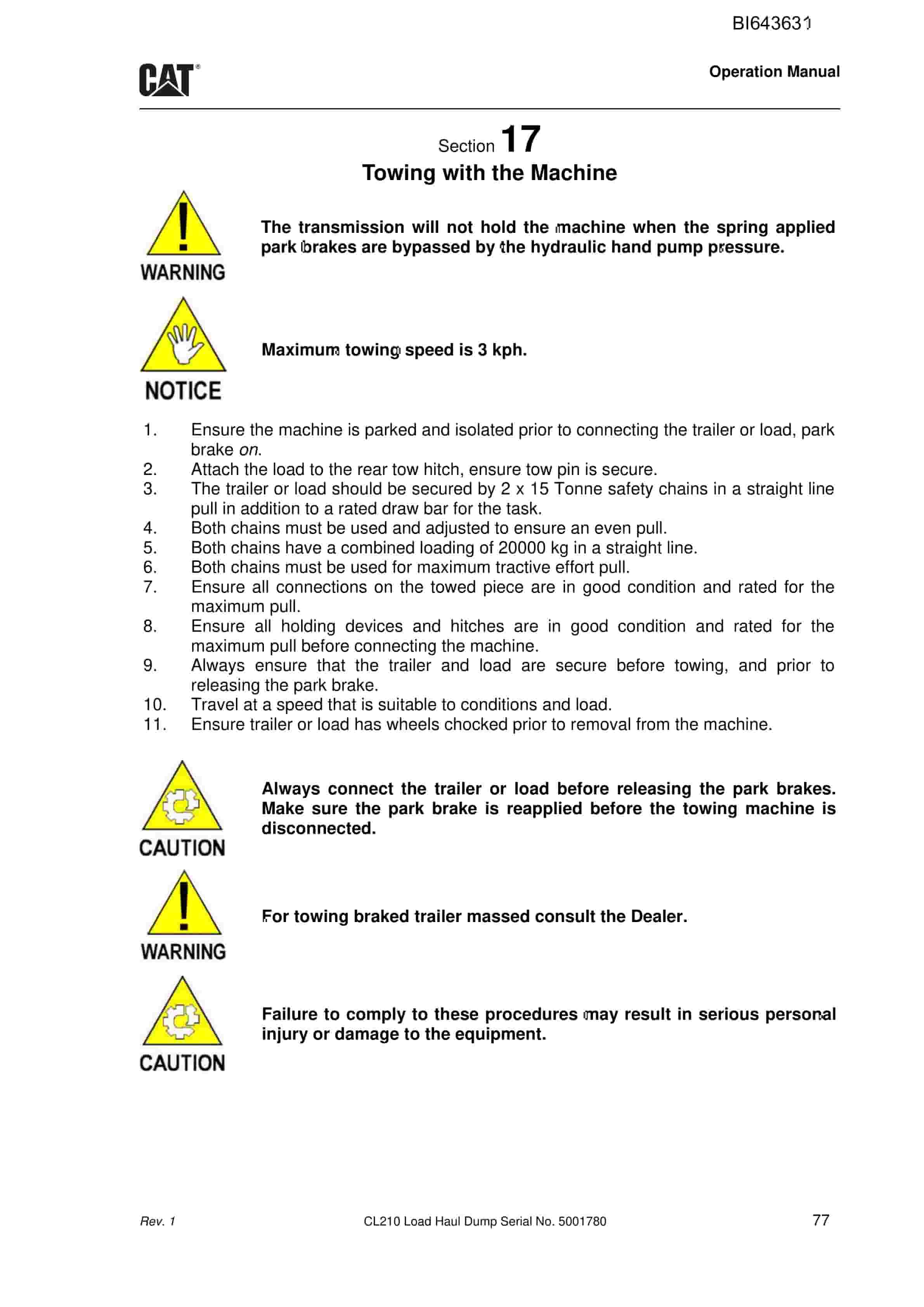 Caterpillar FBL-10 (CL210) Load Haul Dump Operation Manual BI643631 5 Caterpillar FBL-10 (CL210) Load Haul Dump Operation Manual BI643631 - Image 5