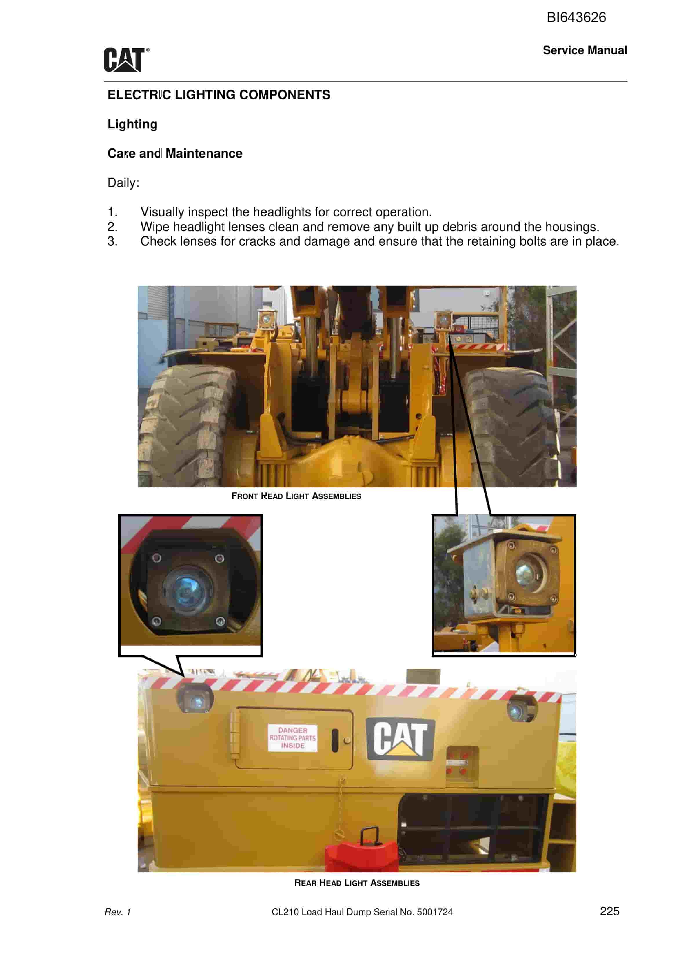 Caterpillar FBL-10 (CL210) Load Haul Dump Service Manual BI643626 5 Caterpillar FBL-10 (CL210) Load Haul Dump Service Manual BI643626 - Image 5