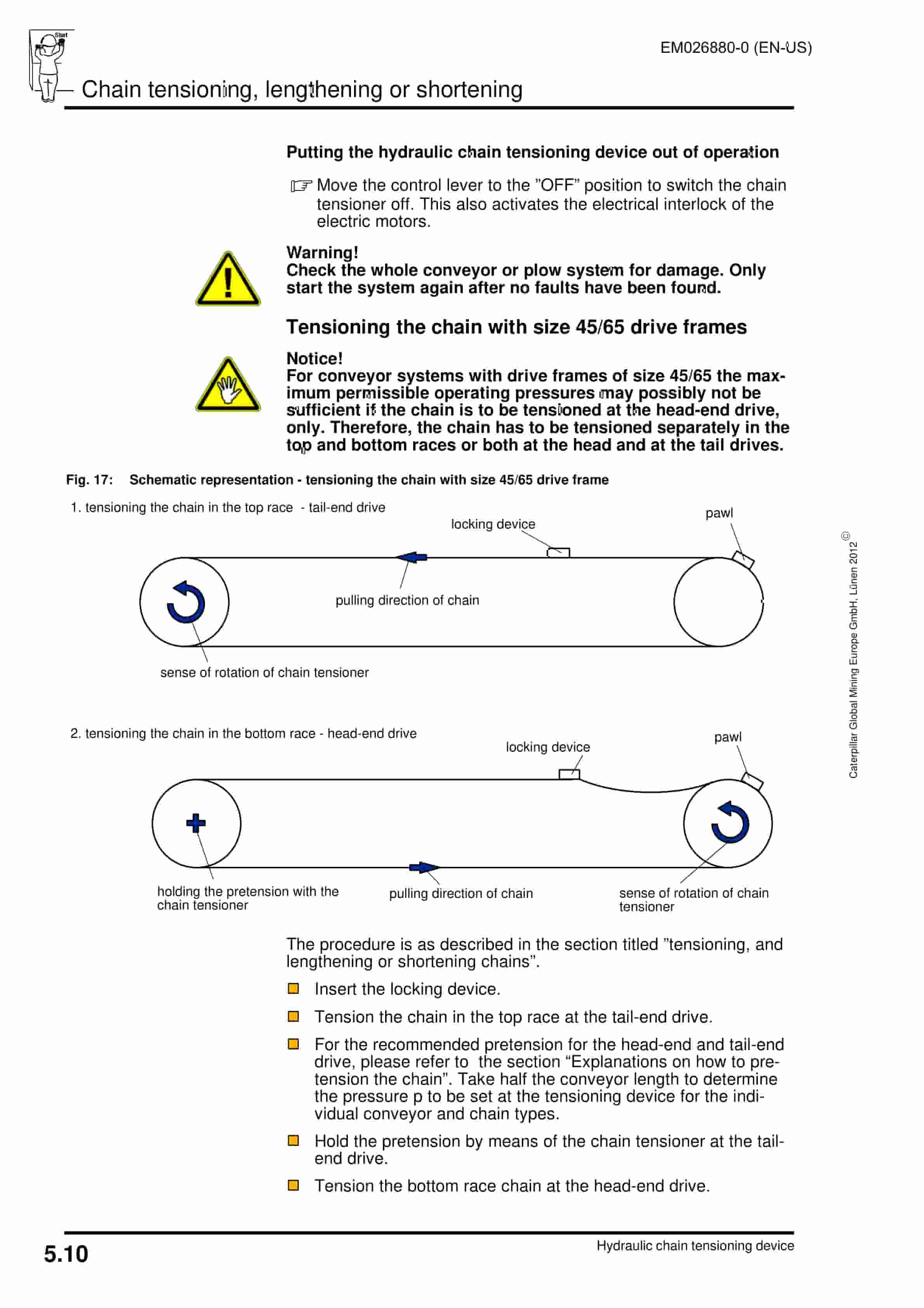 Caterpillar Hydraulic Chain Tensioning Device Operating Manual EM026880-0-2