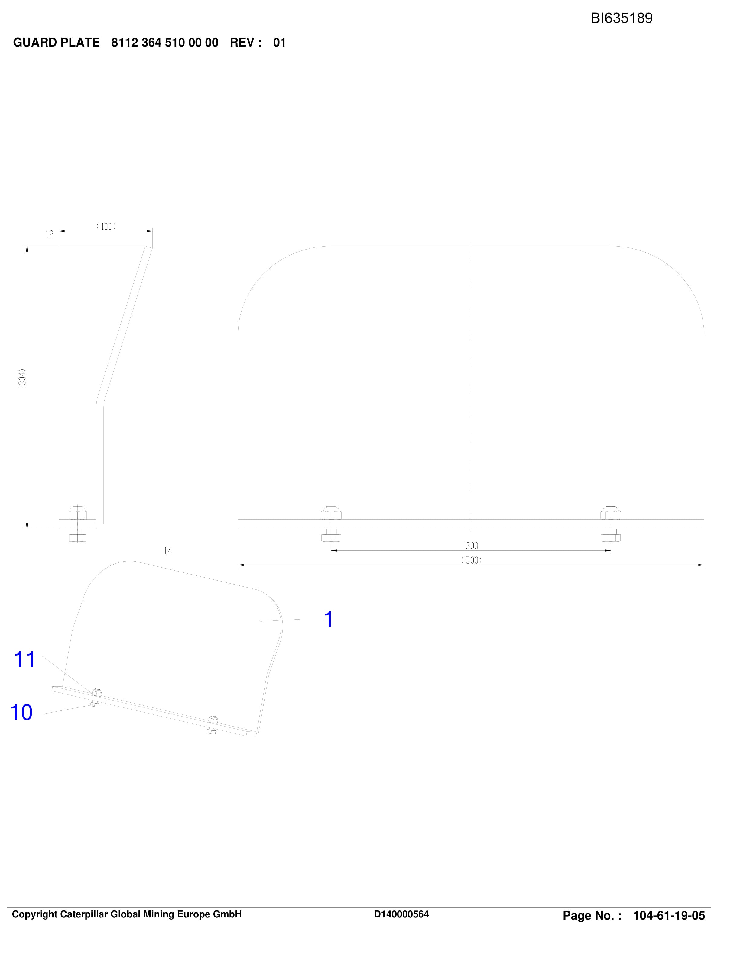 Caterpillar Integra Roof Support Parts Manual BI635189-4