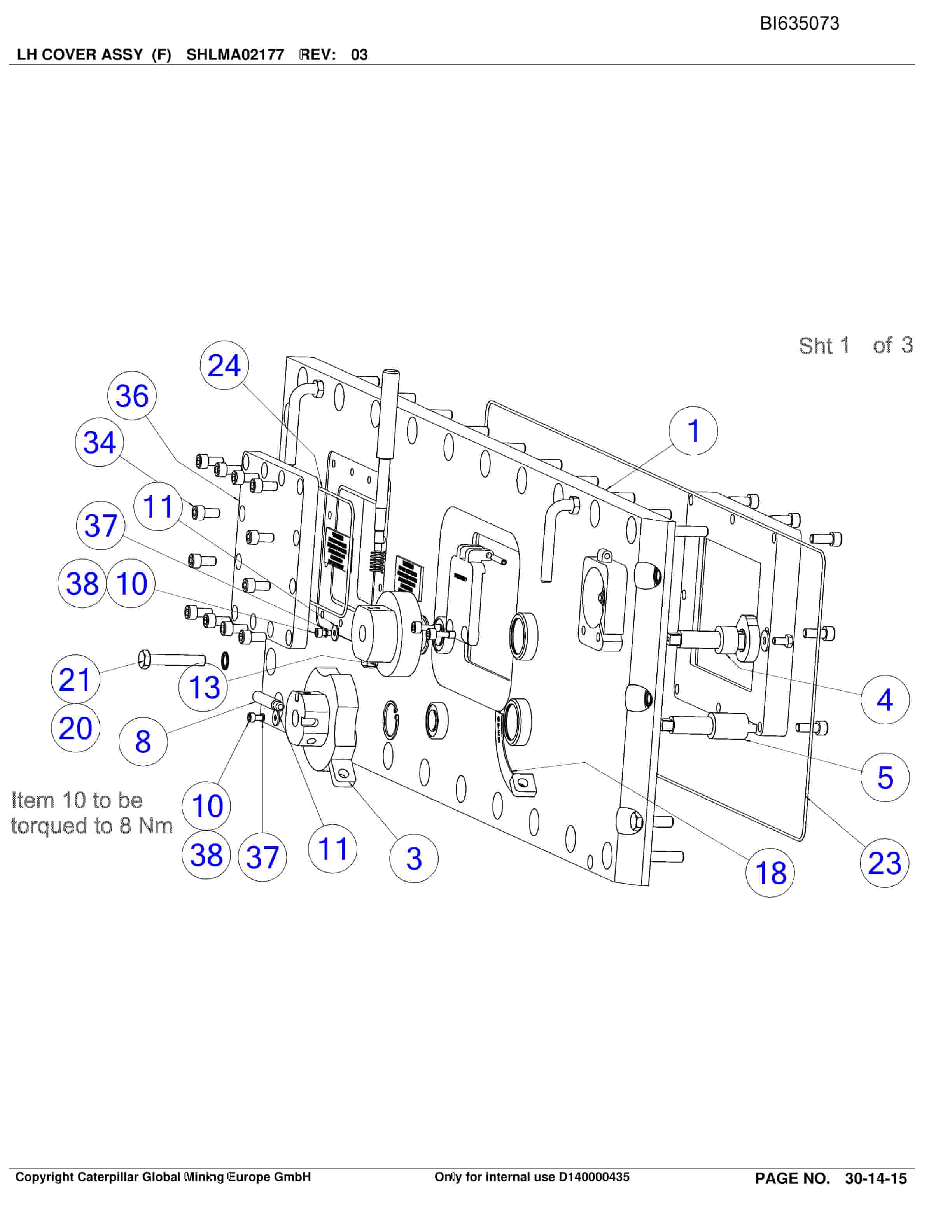 Caterpillar KOYUNAGILI ShearerSystem Parts Manual BI635073-3
