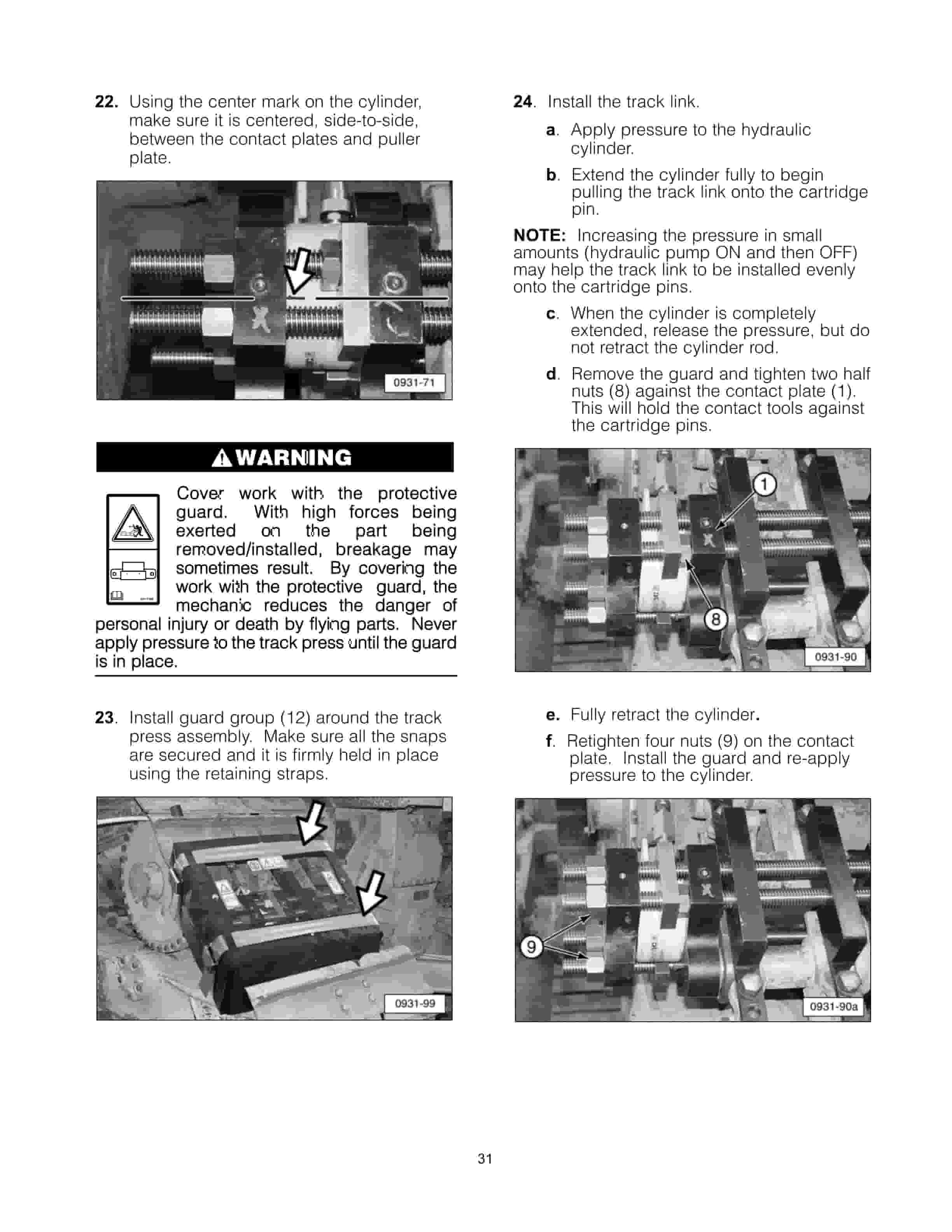 Caterpillar Large 267-2107 Multi-Pitch SystemOne Track Press Tool Tool Operating Manual NEHS0931-01-4